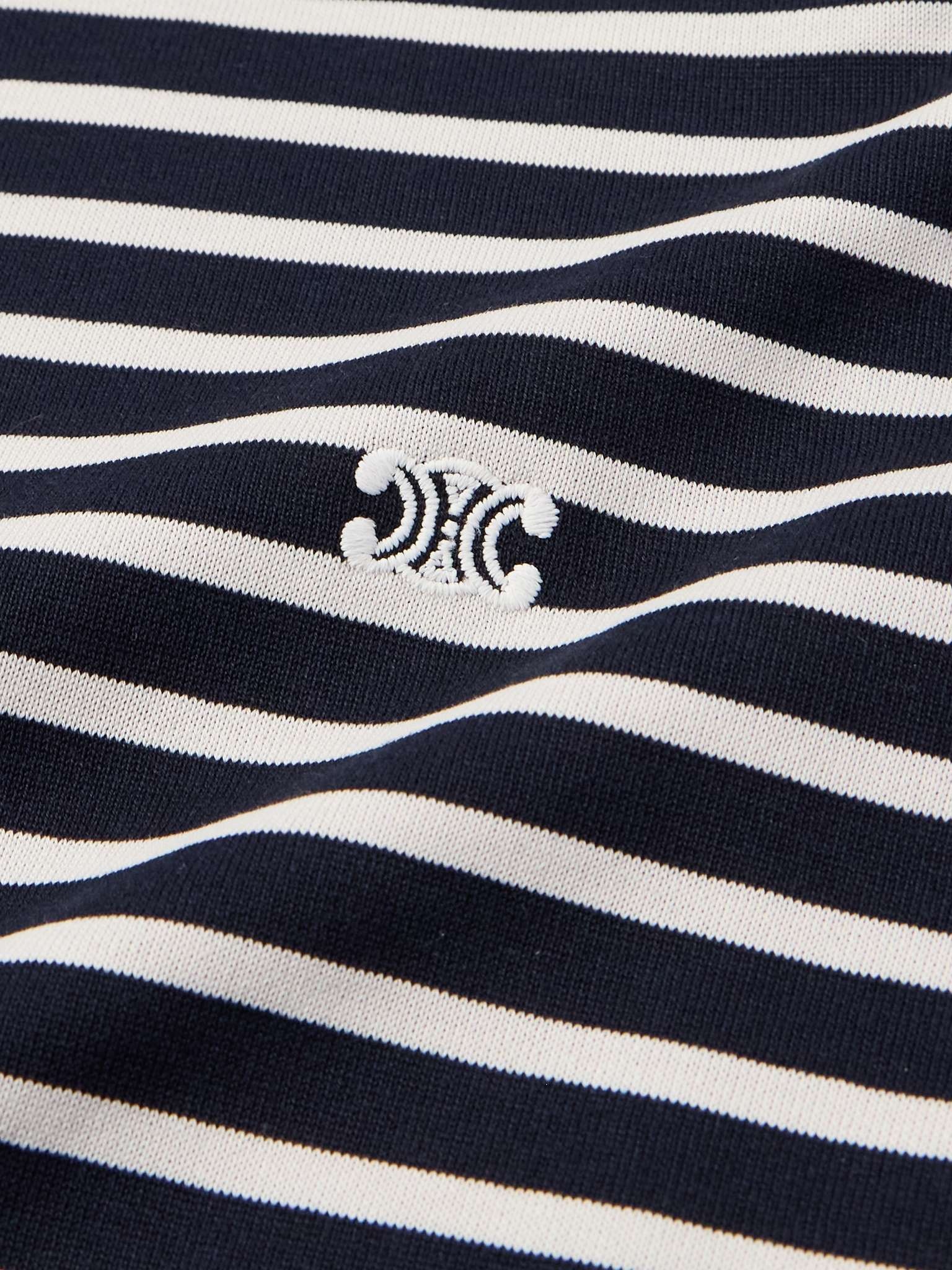 Logo-Embroidered Striped Cotton-Jersey T-Shirt - 5
