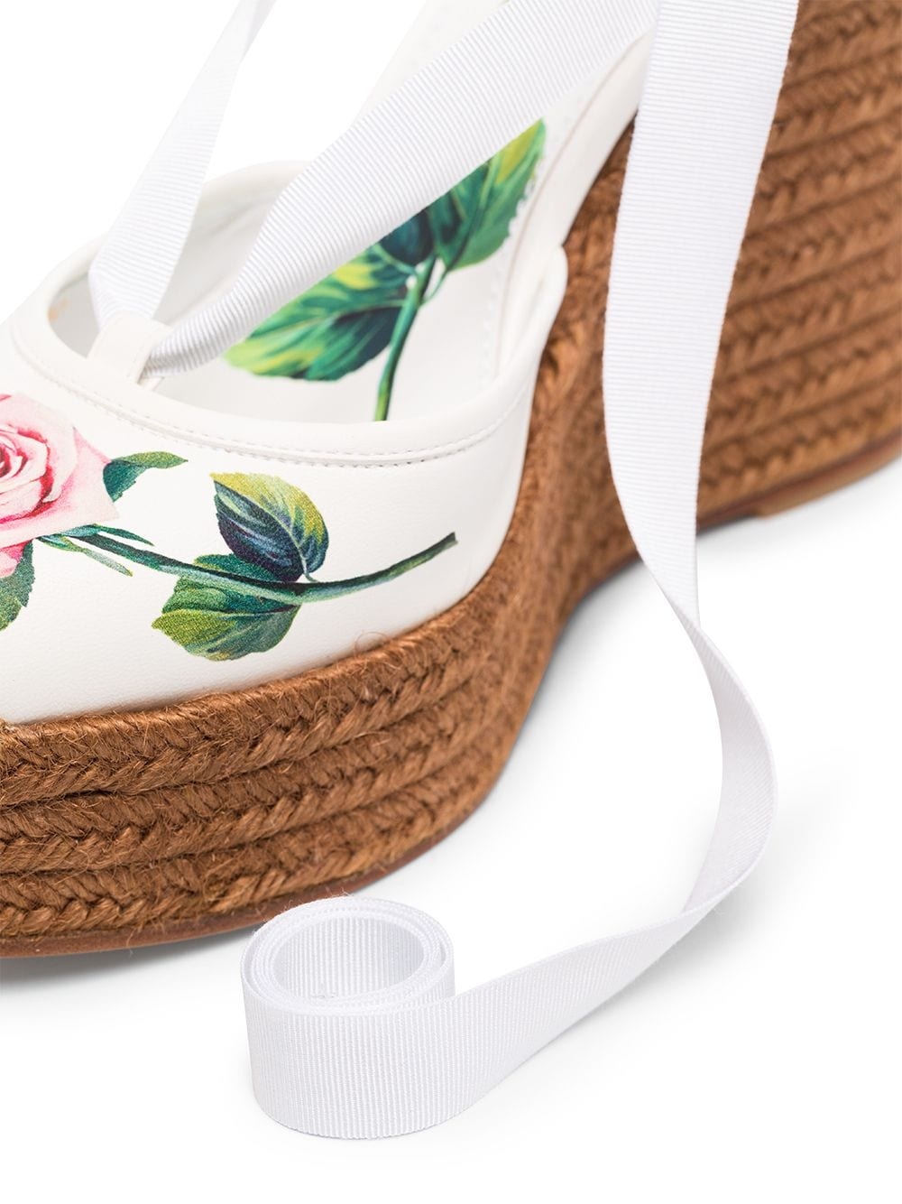 130mm rose-print leather espadrilles - 4