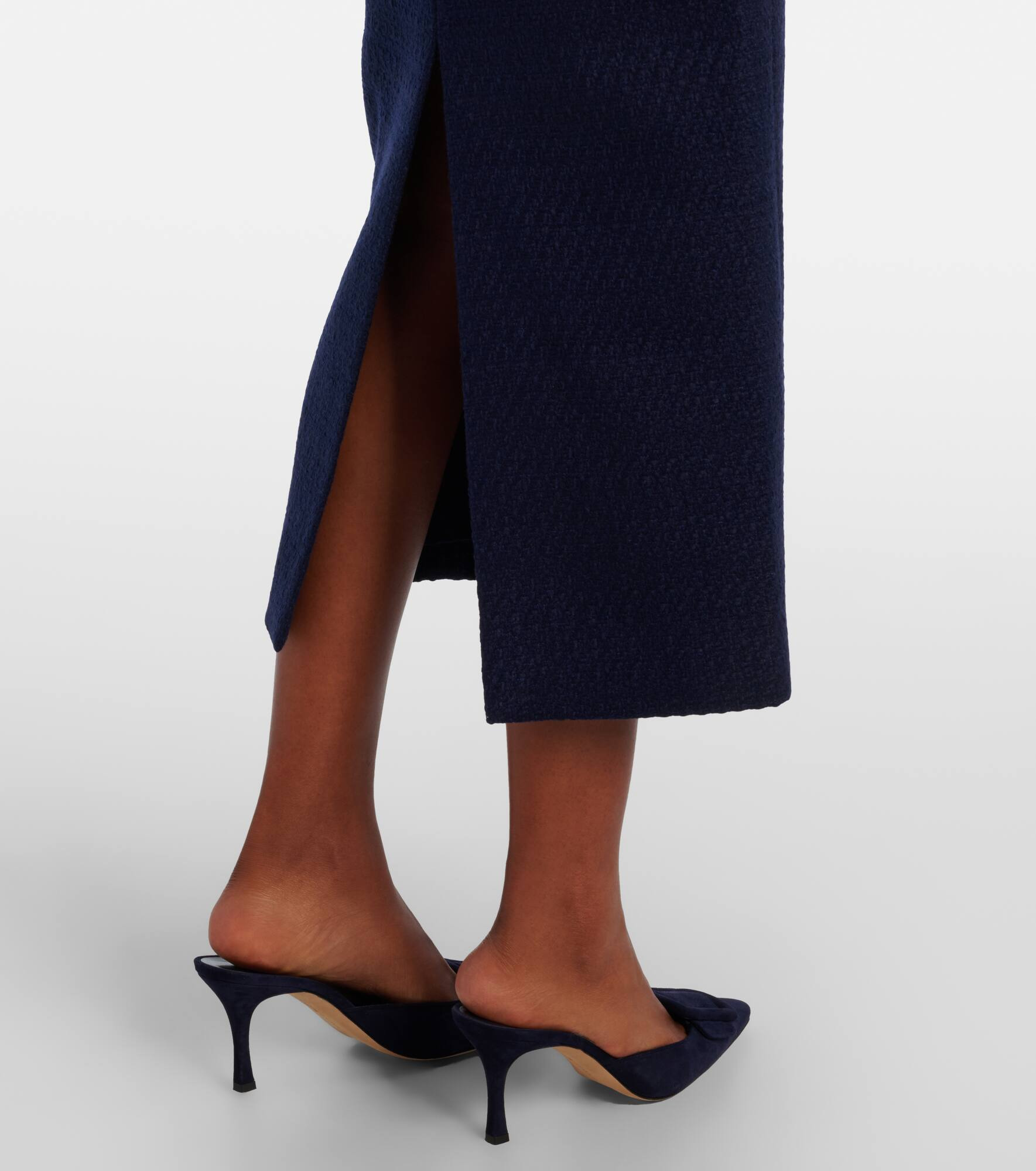 Belted bouclé midi dress - 5