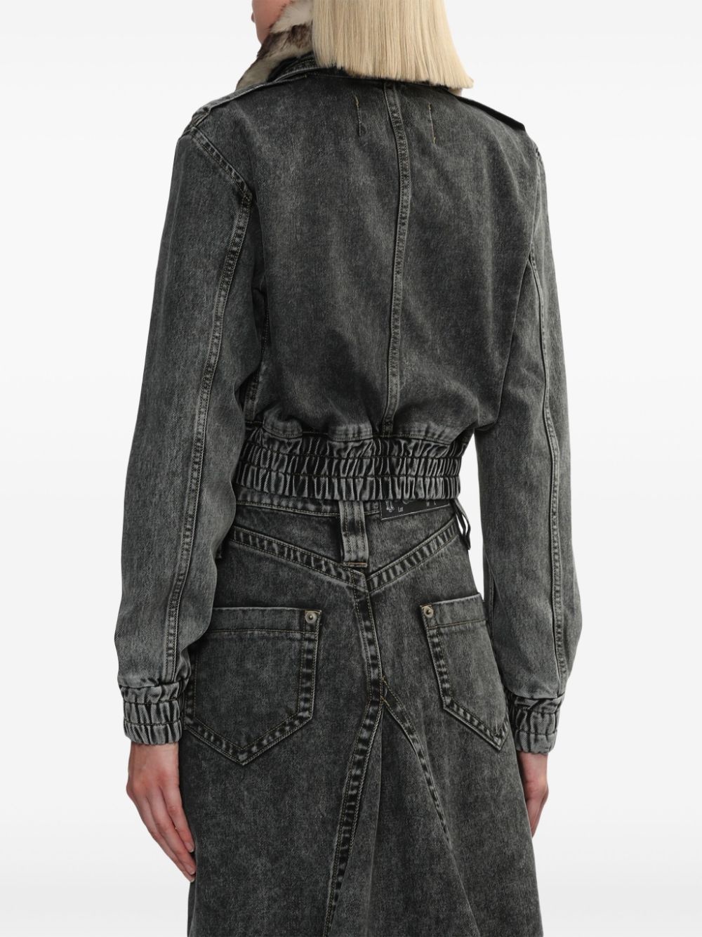 cropped denim bomber jacket - 4