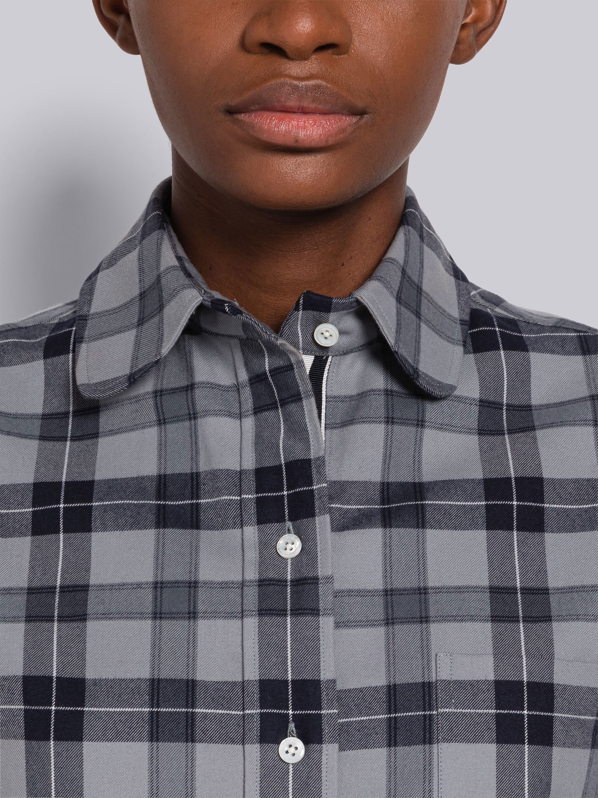Tartan Flannel Round Collar Shirtdress - 4