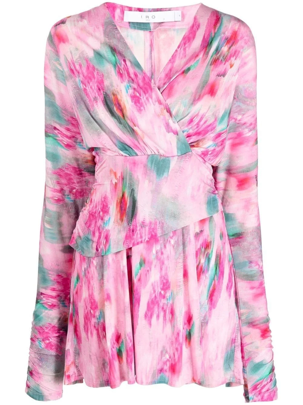 abstract-print long-sleeve mini dress - 1