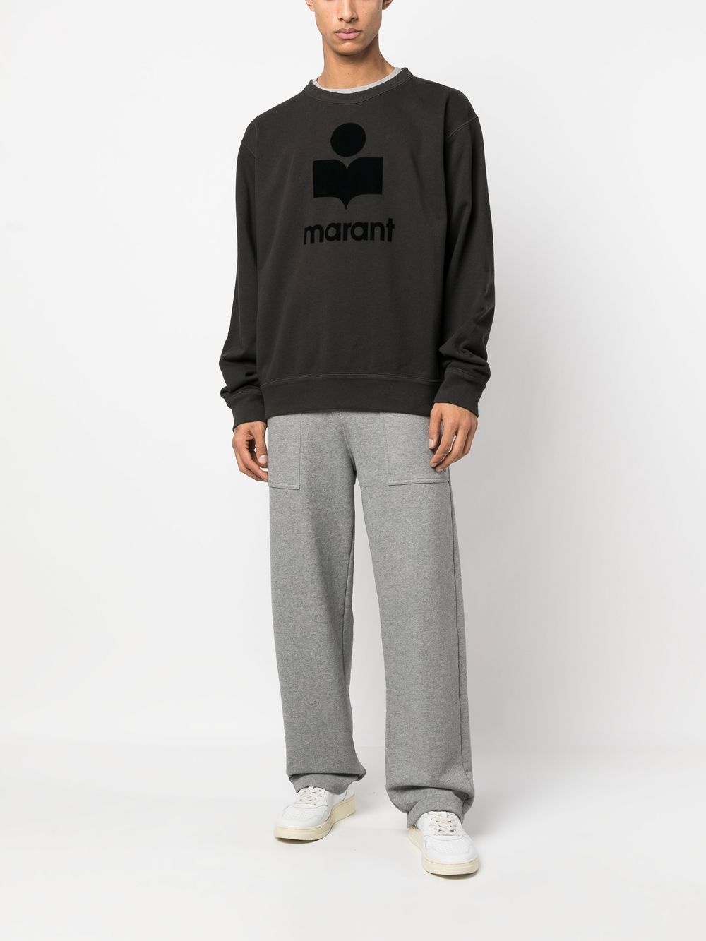 flocked-logo crew neck sweatshirt - 2