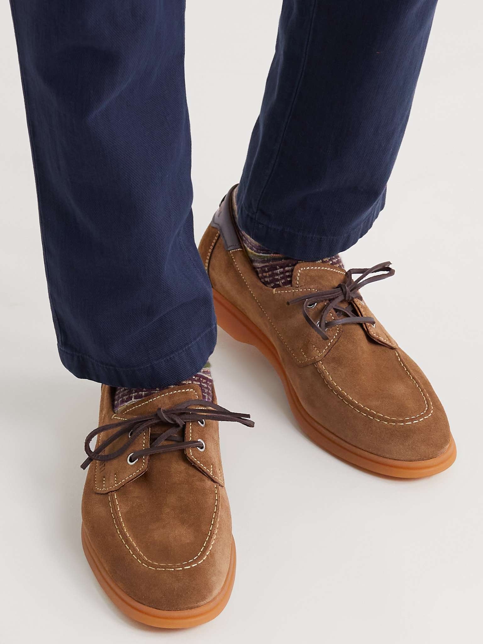 Latitude Leather-Trimmed Suede Boat Shoes - 2