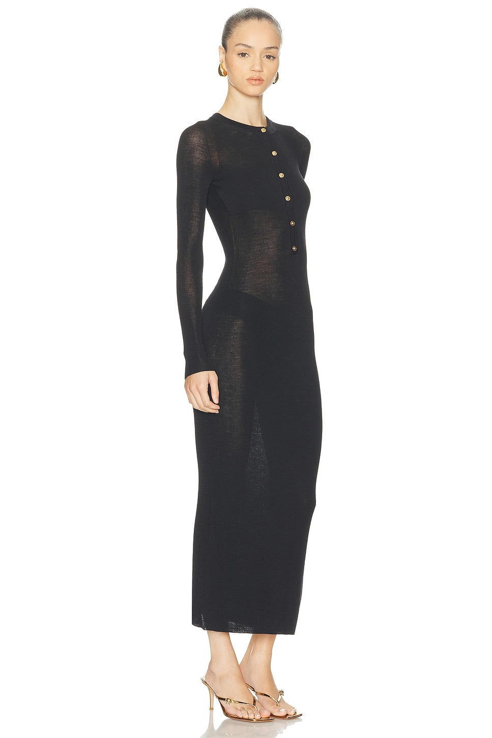 Long Sleeve Sheer Dress - 2