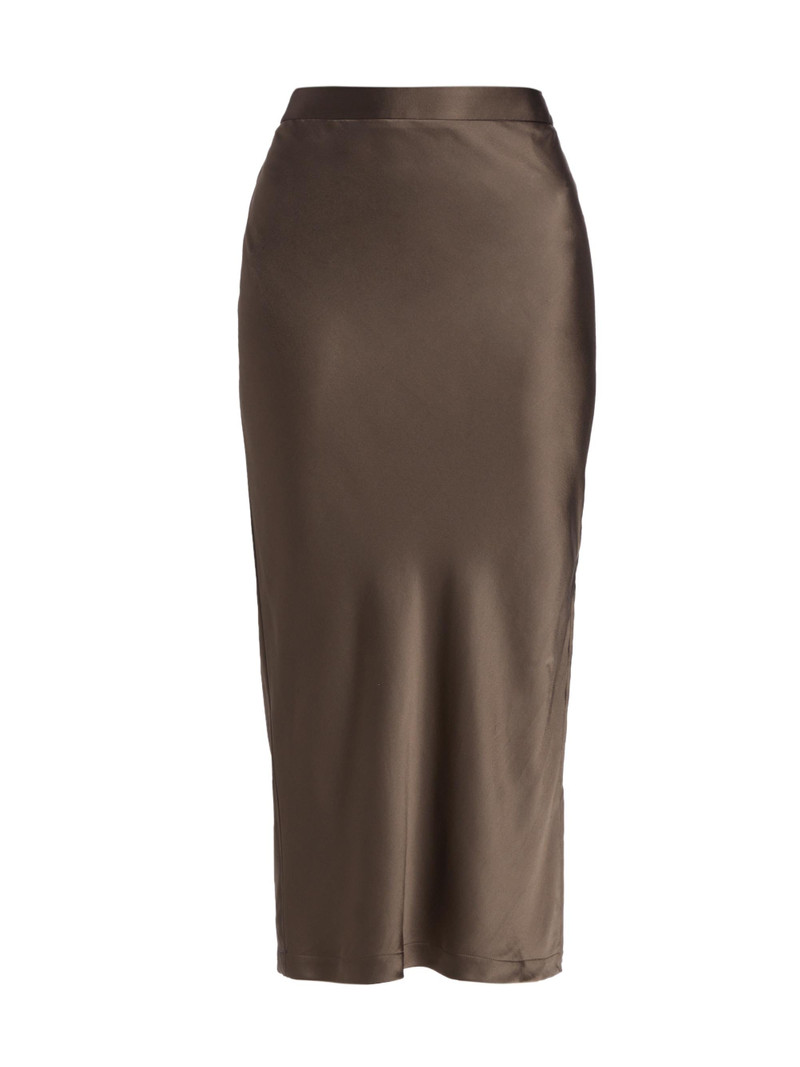 Women's Blythe Silk Midi-Skirt - Turkish Coffee 1