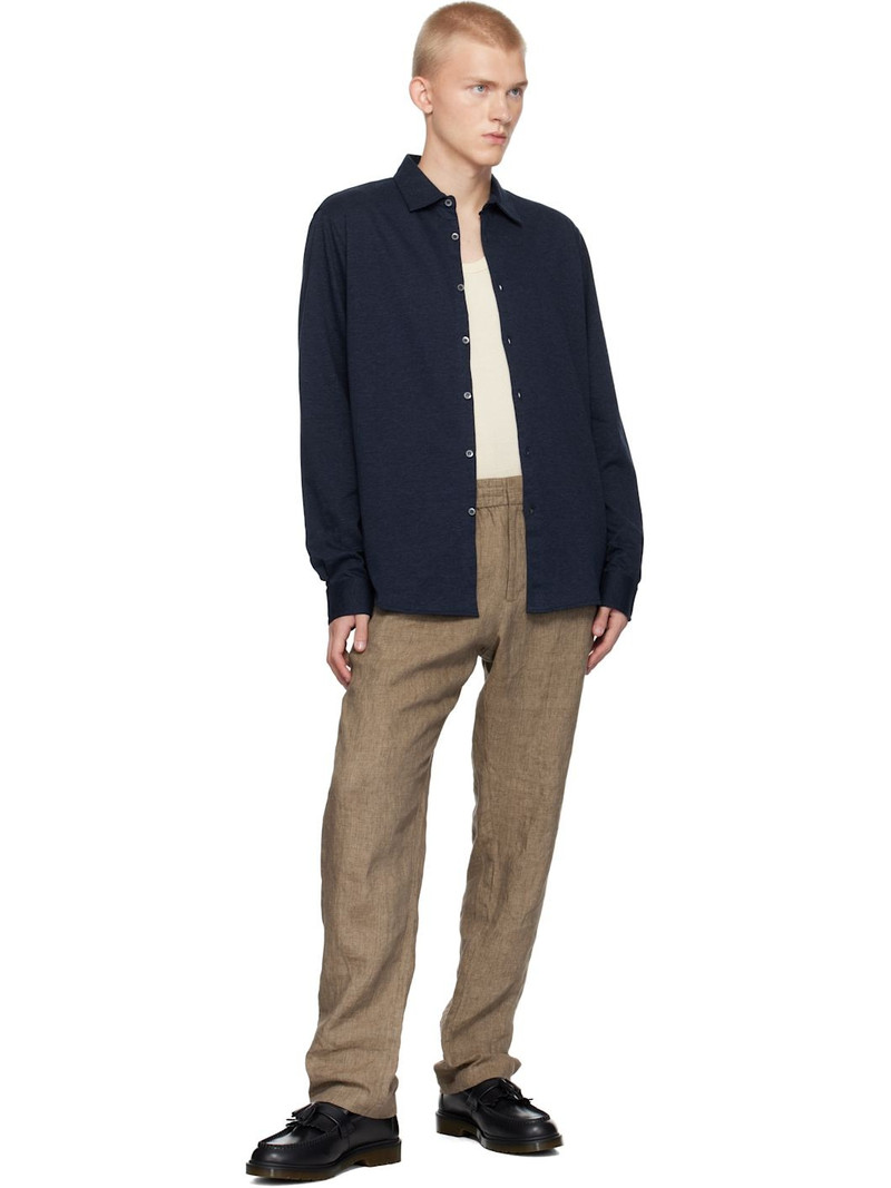 Sunspel Navy Cotton Cashmere Piqué Shirt outlook