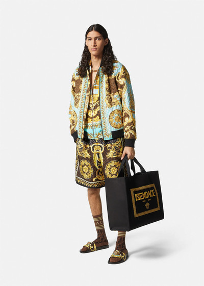 VERSACE Fendace Gold Baroque Silk Shorts outlook