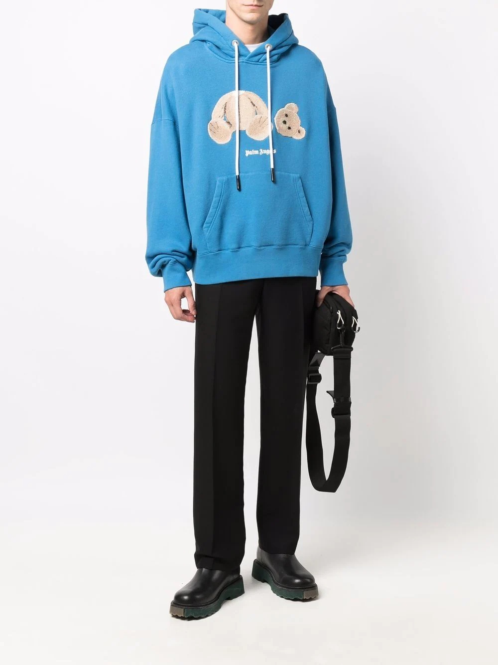 bear-print drawstring hoodie - 2