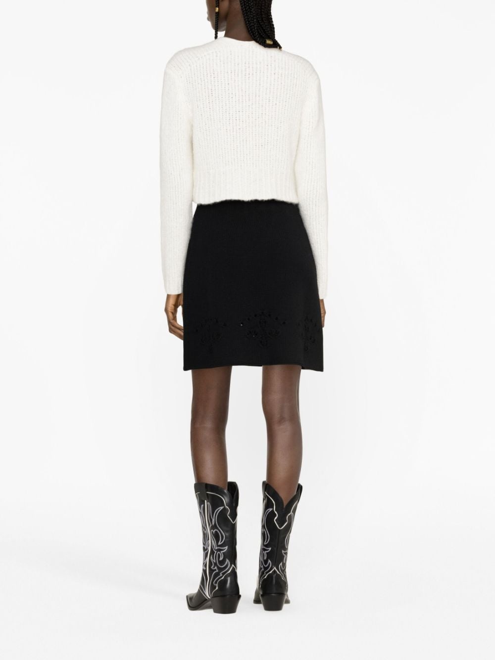 pointelle-knit wool miniskirt - 4