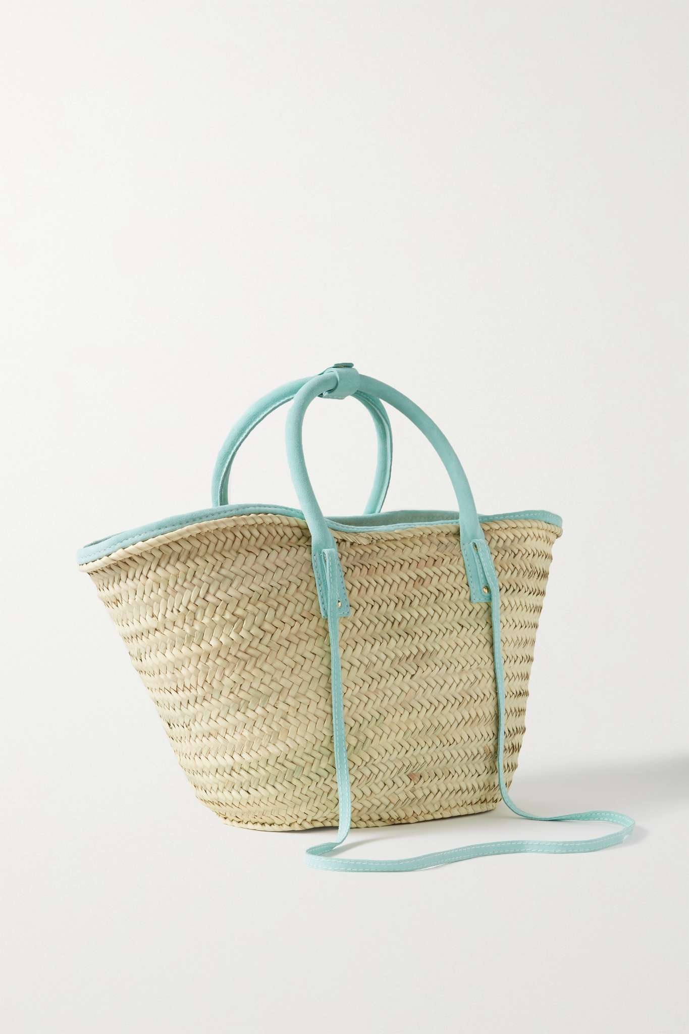 Soleil large nubuck-trimmed straw tote 3