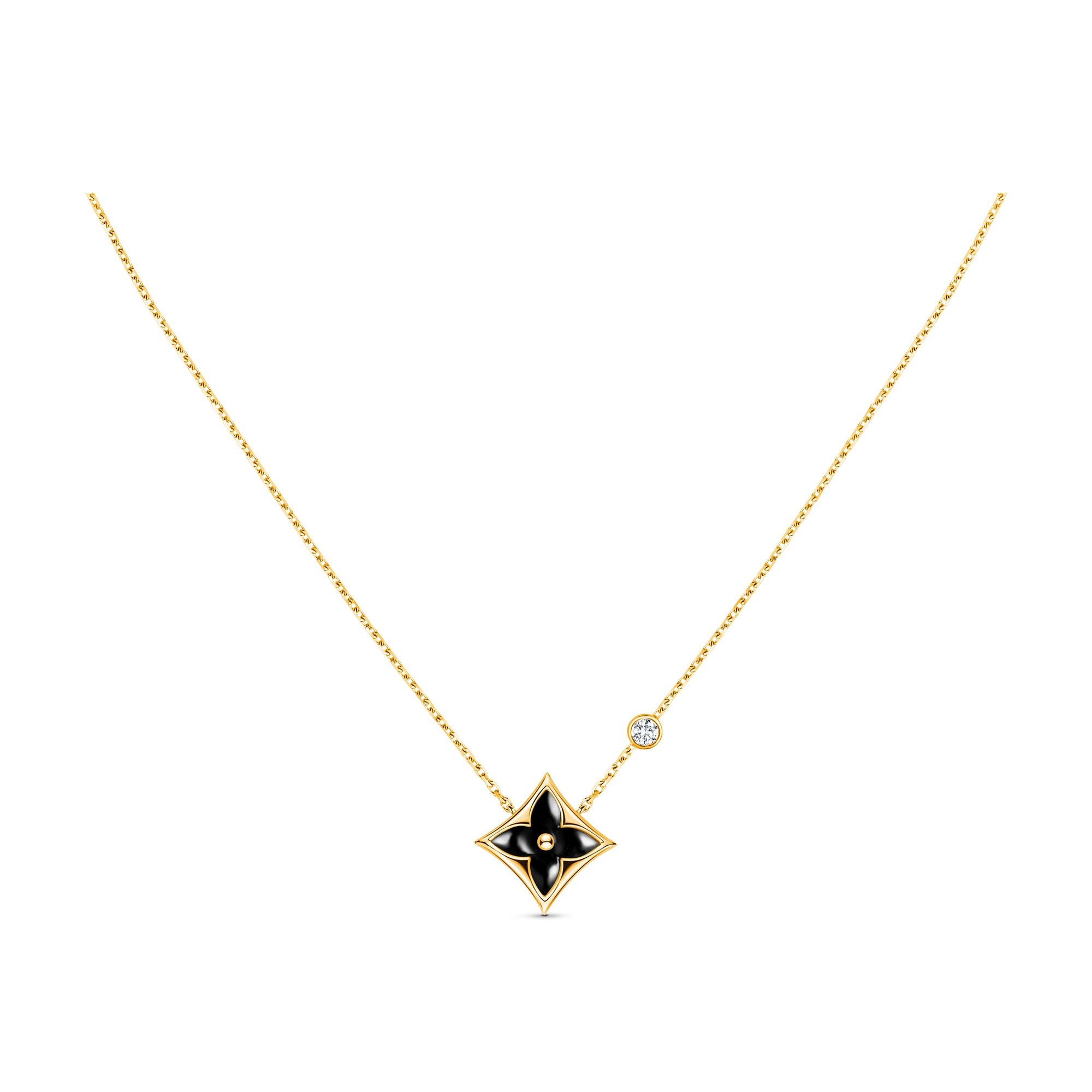 Color Blossom Bb Star Pendant, Yellow Gold, Onyx And Diamond - 1