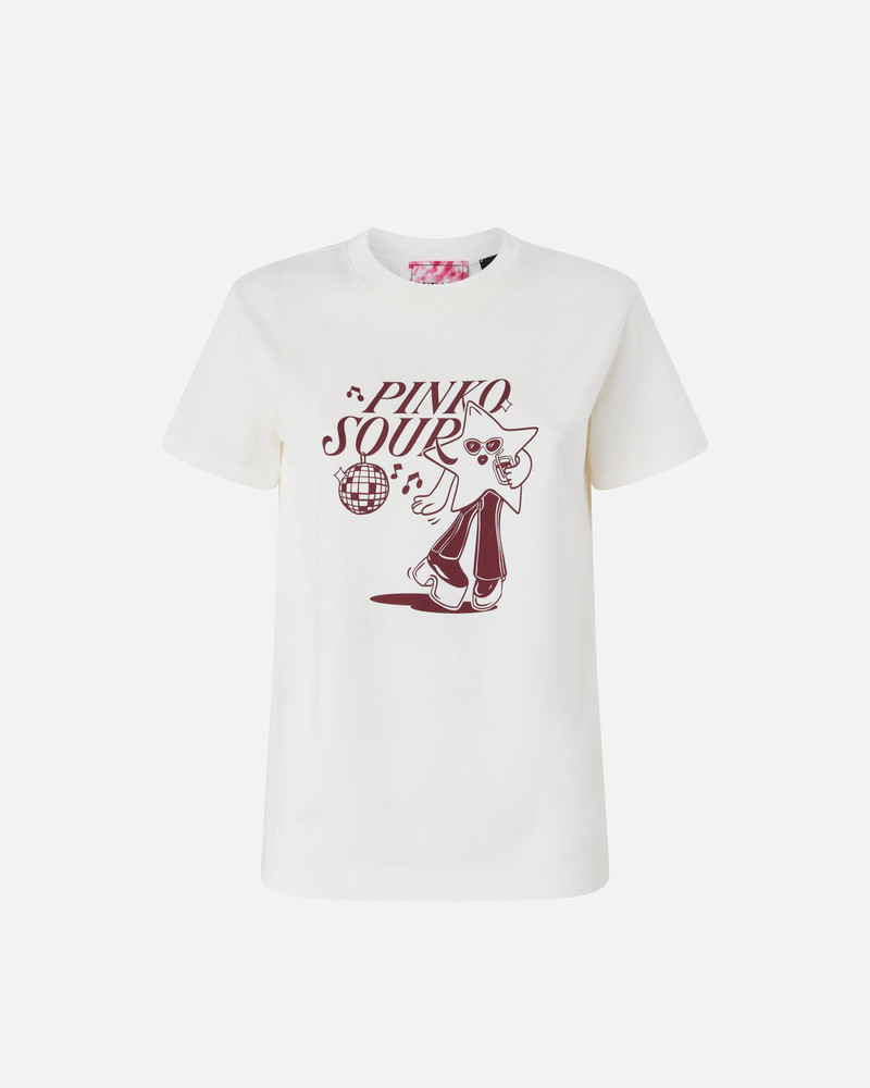 T-SHIRT WITH PINKO SOUR DISCO STAR PRINT 1