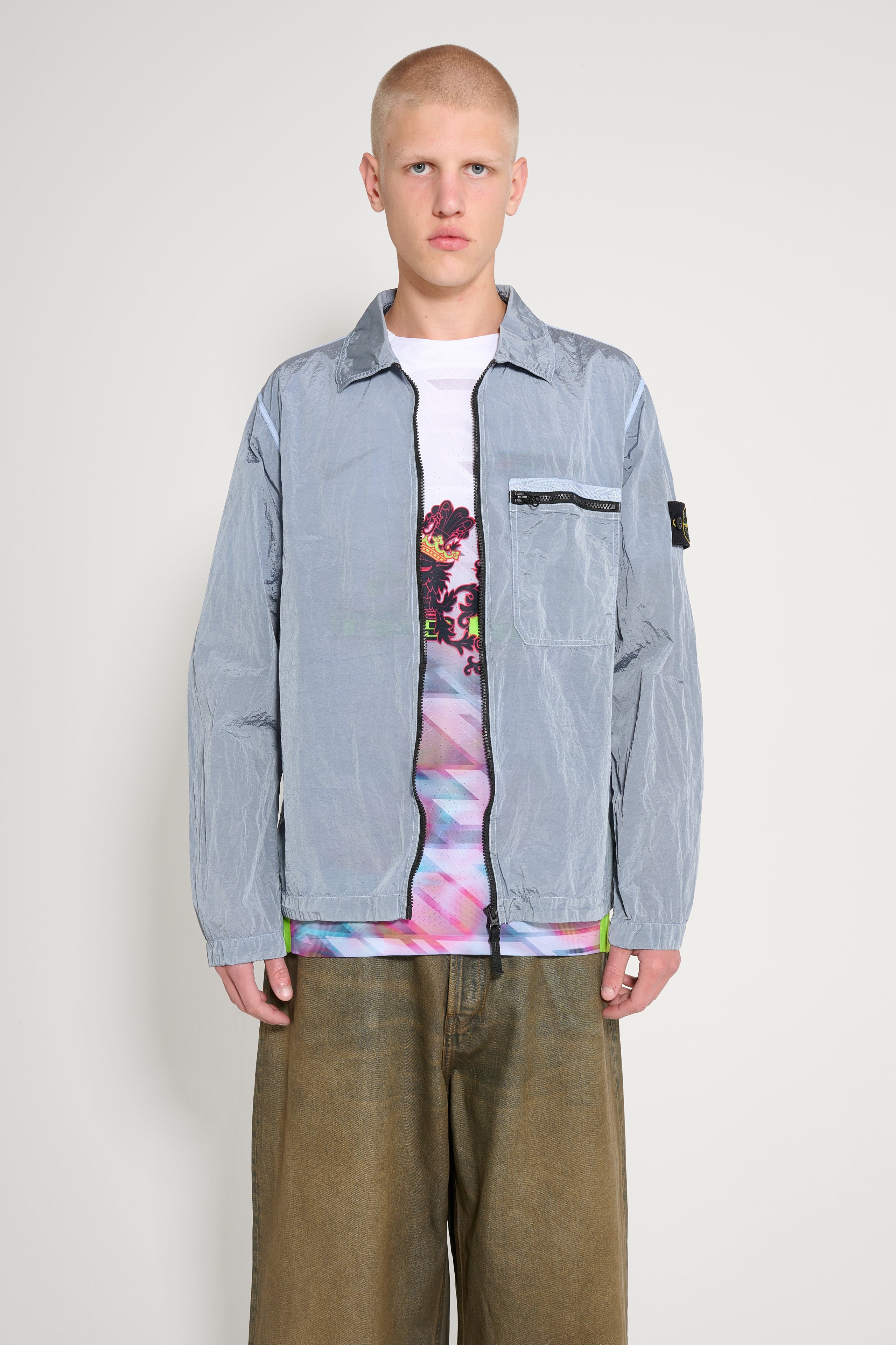 Stone Island STONE ISLAND METAL NYLON OVERSHIRT SKY BLUE 