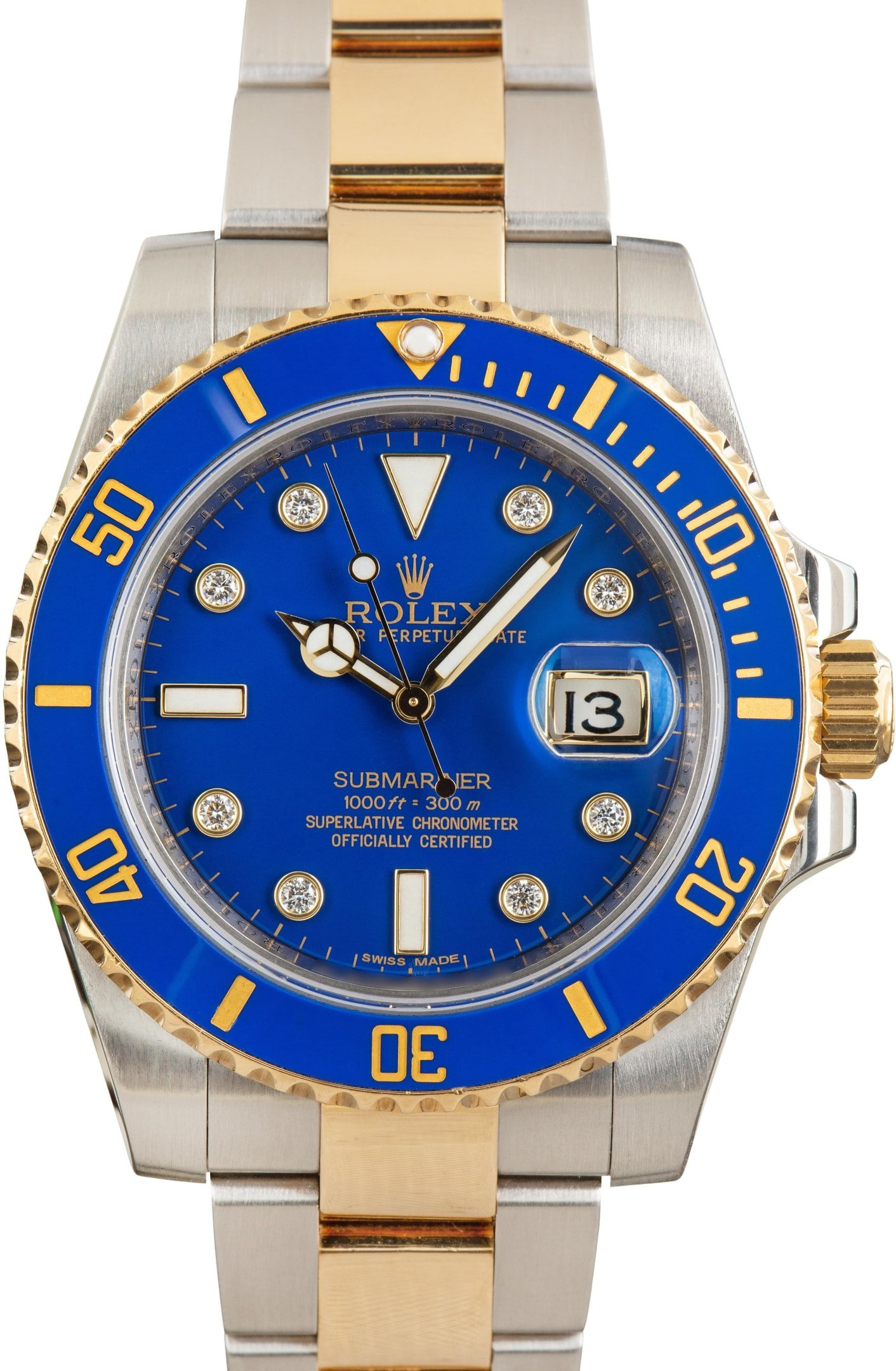Rolex Submariner Ref 116613 Blue Diamond Dial - 1
