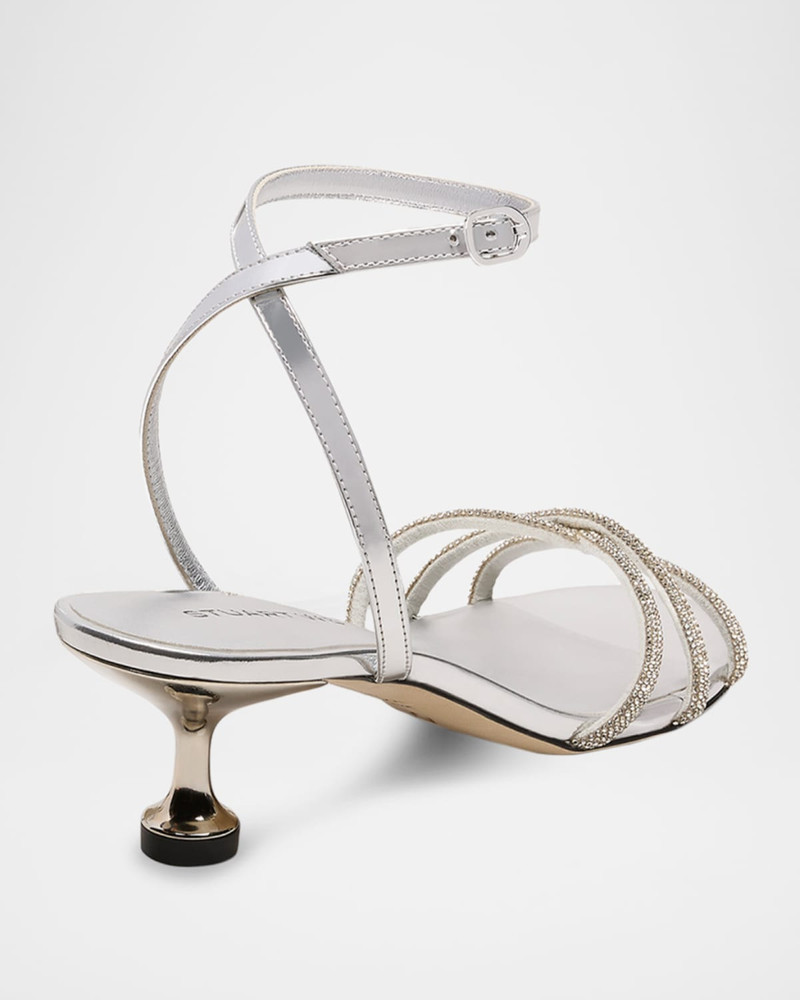 50mm Nudistini Shine Metallic Leather Sandals 3