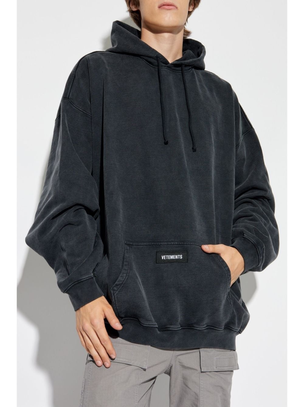 logo-print cotton hoodie - 3