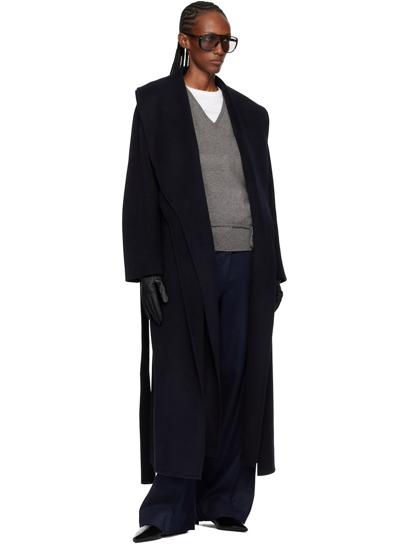 RÓHE Navy Signature Double-Faced Scarf Coat outlook