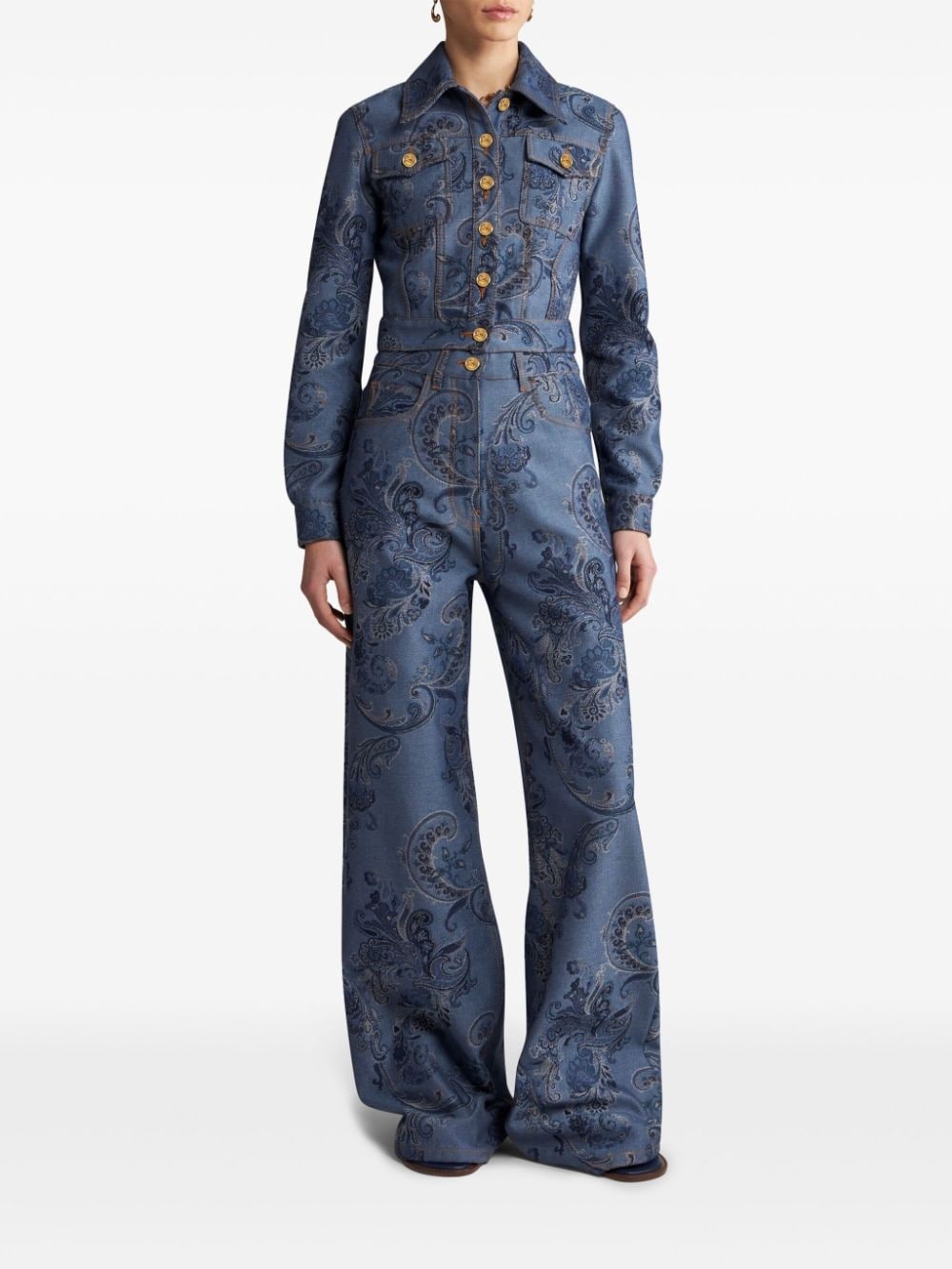 jacquard-print denim jacket - 3