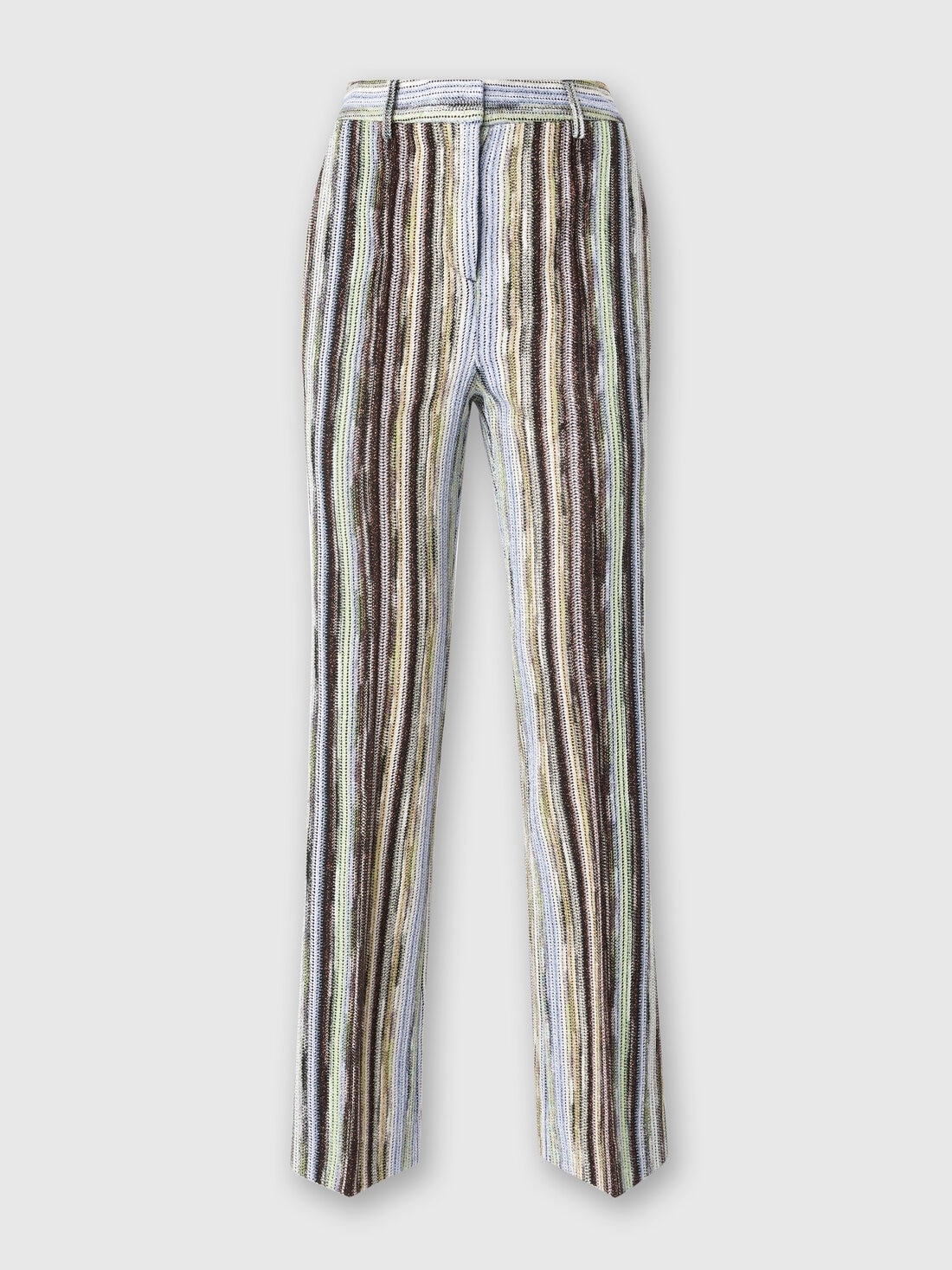 Classic trousers in striped lamé slub viscose with cropped hem - 1