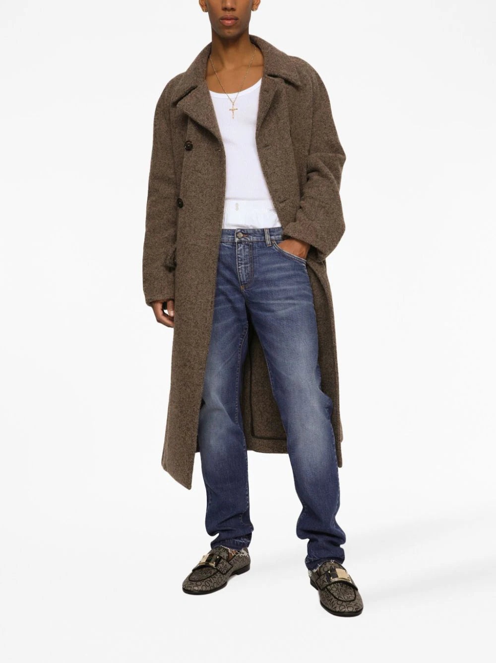 MÉLANGE-EFFECT DOUBLE-BREASTED COAT - 2