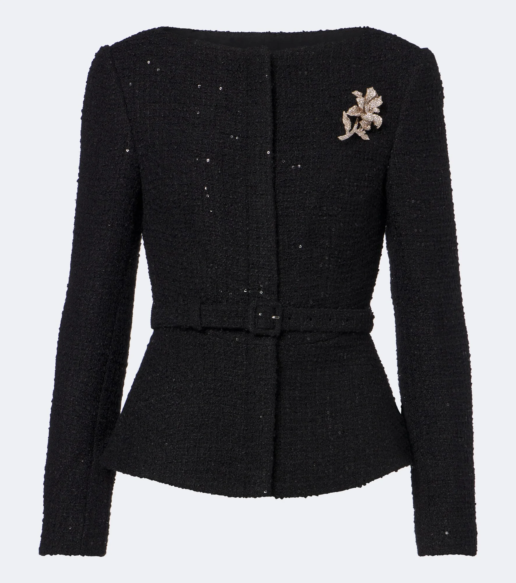 Belted embellished bouclé jacket - 1