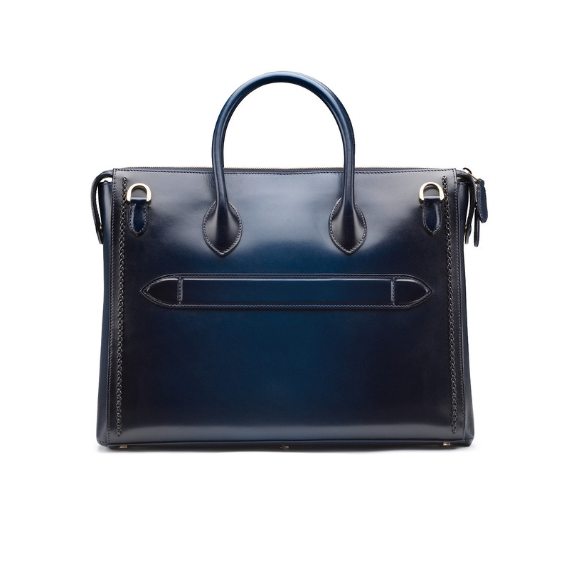 Blue leather Meraviglia Collection laptop bag 4