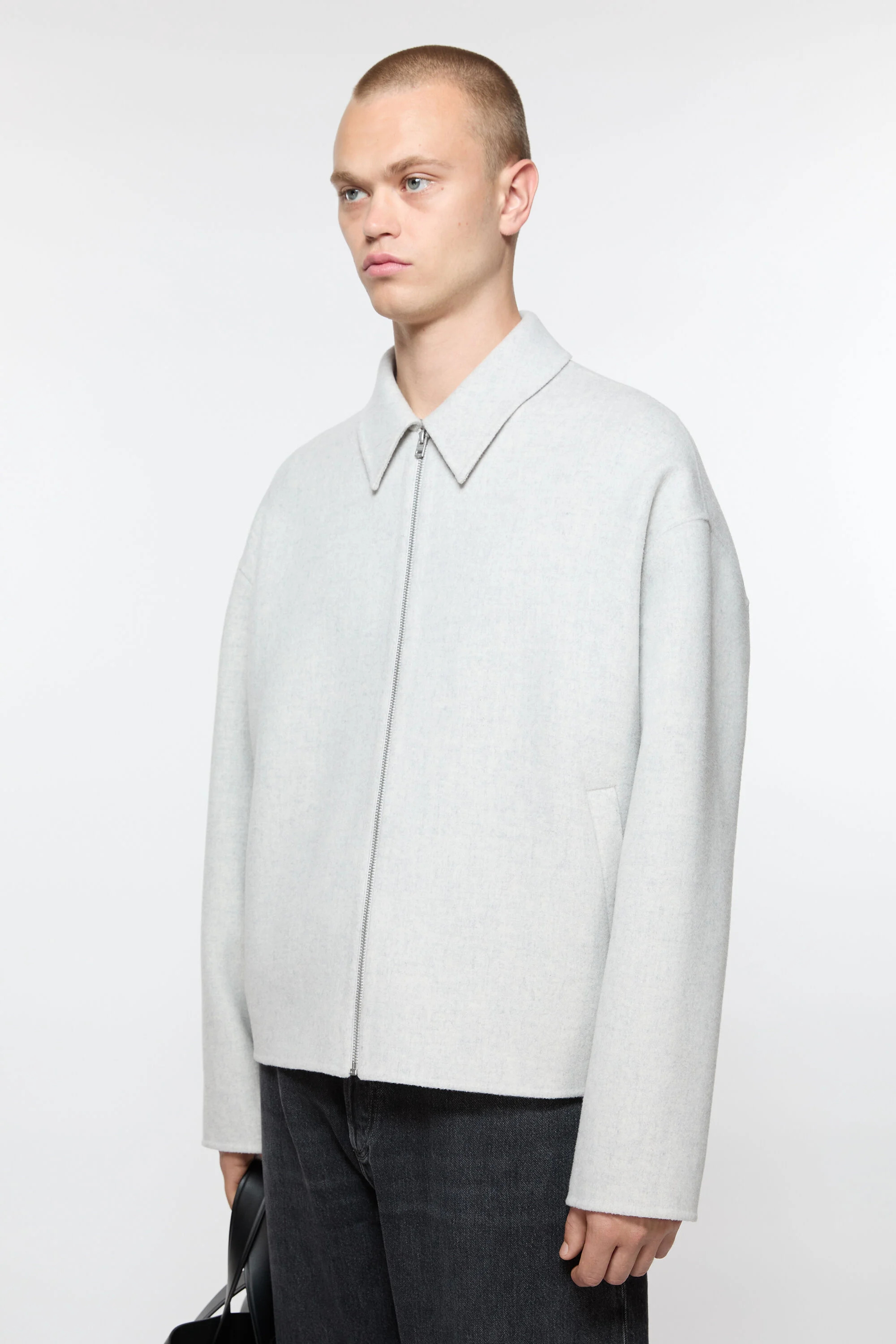 Wool jacket - Light Grey Melange - 3