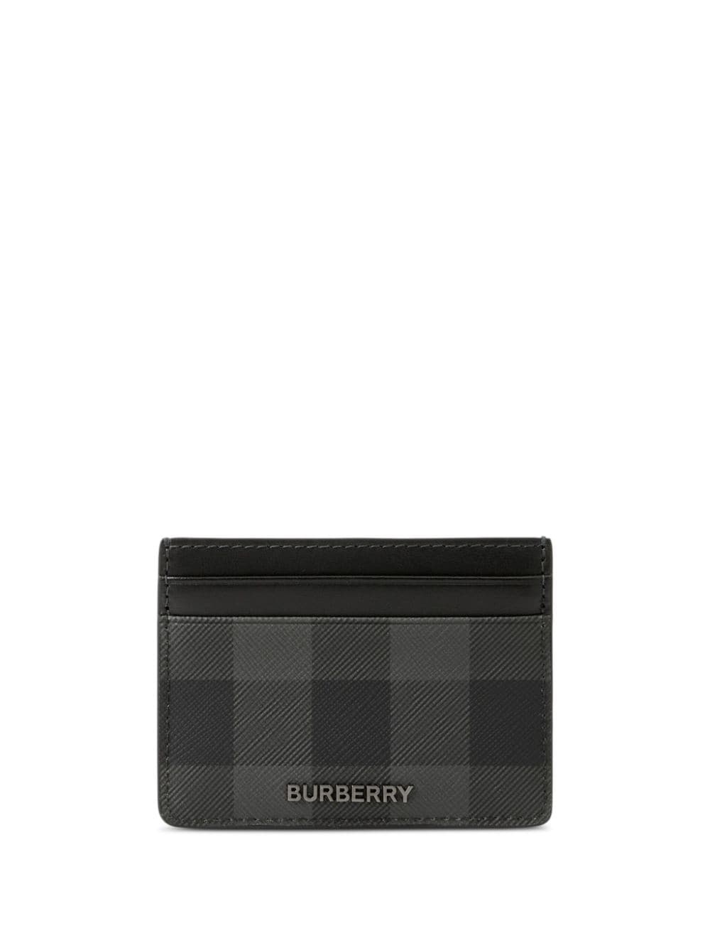 check-pattern leather cardholder - 1