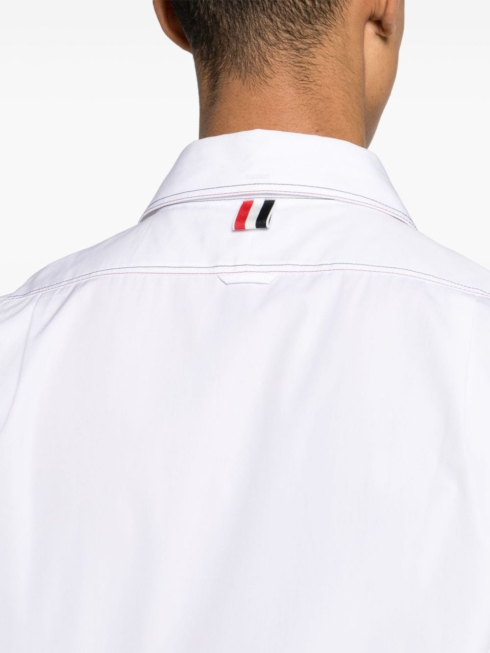 decorative-stitch cotton shirt - 5