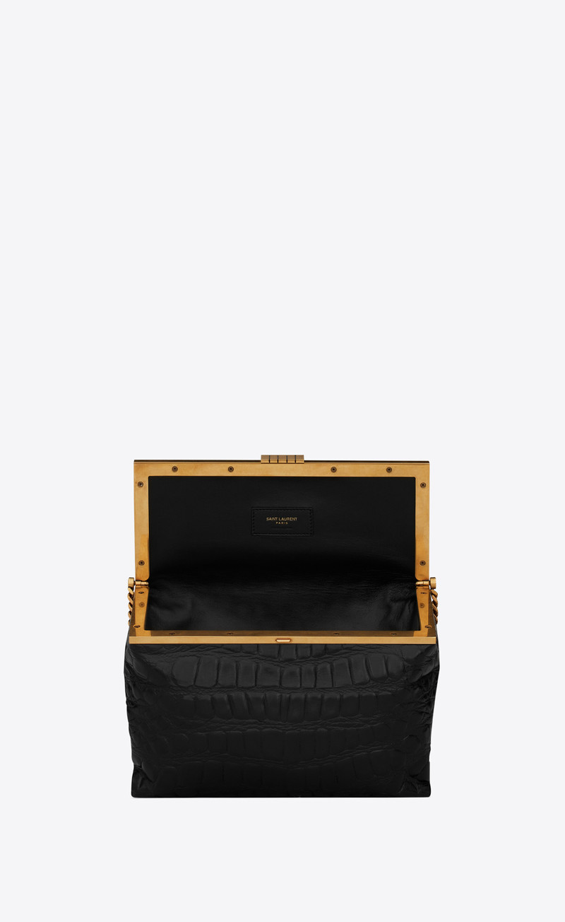 fanny medium chain bag in crocodile-embossed lacquered leather 4