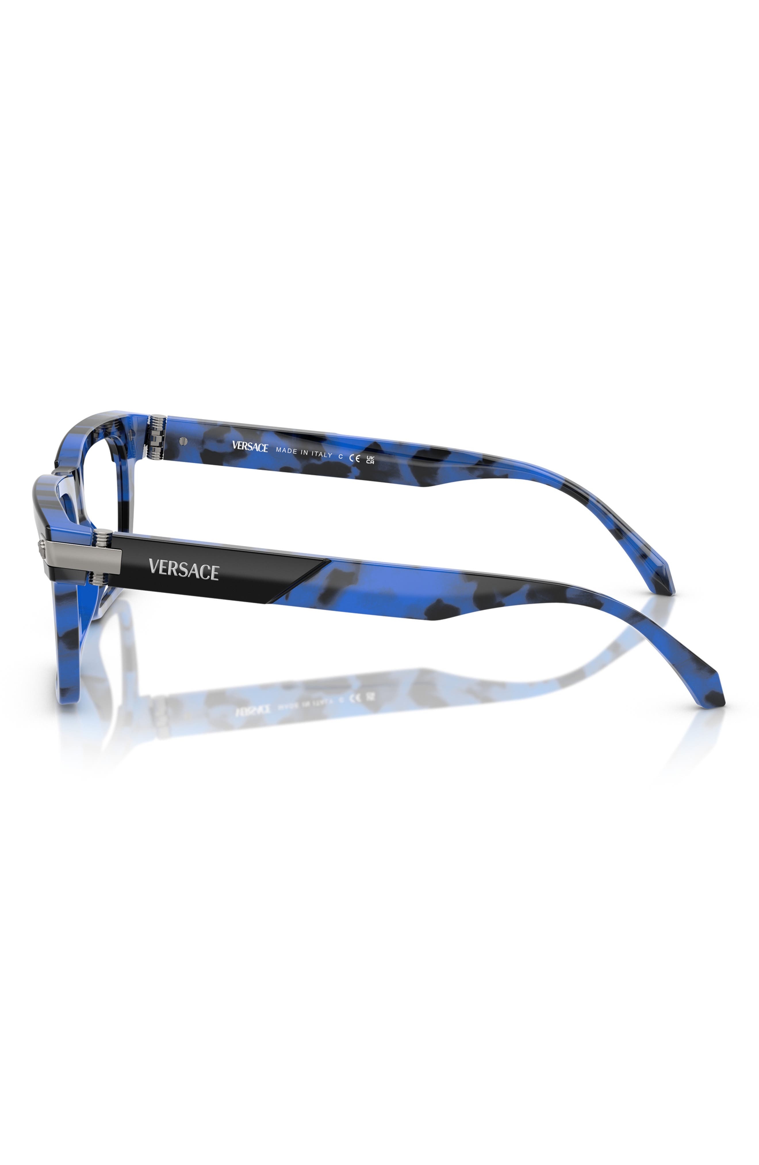 Versace 55mm Rectangle Optical Glasses in Blue Havana at Nordstrom - 4