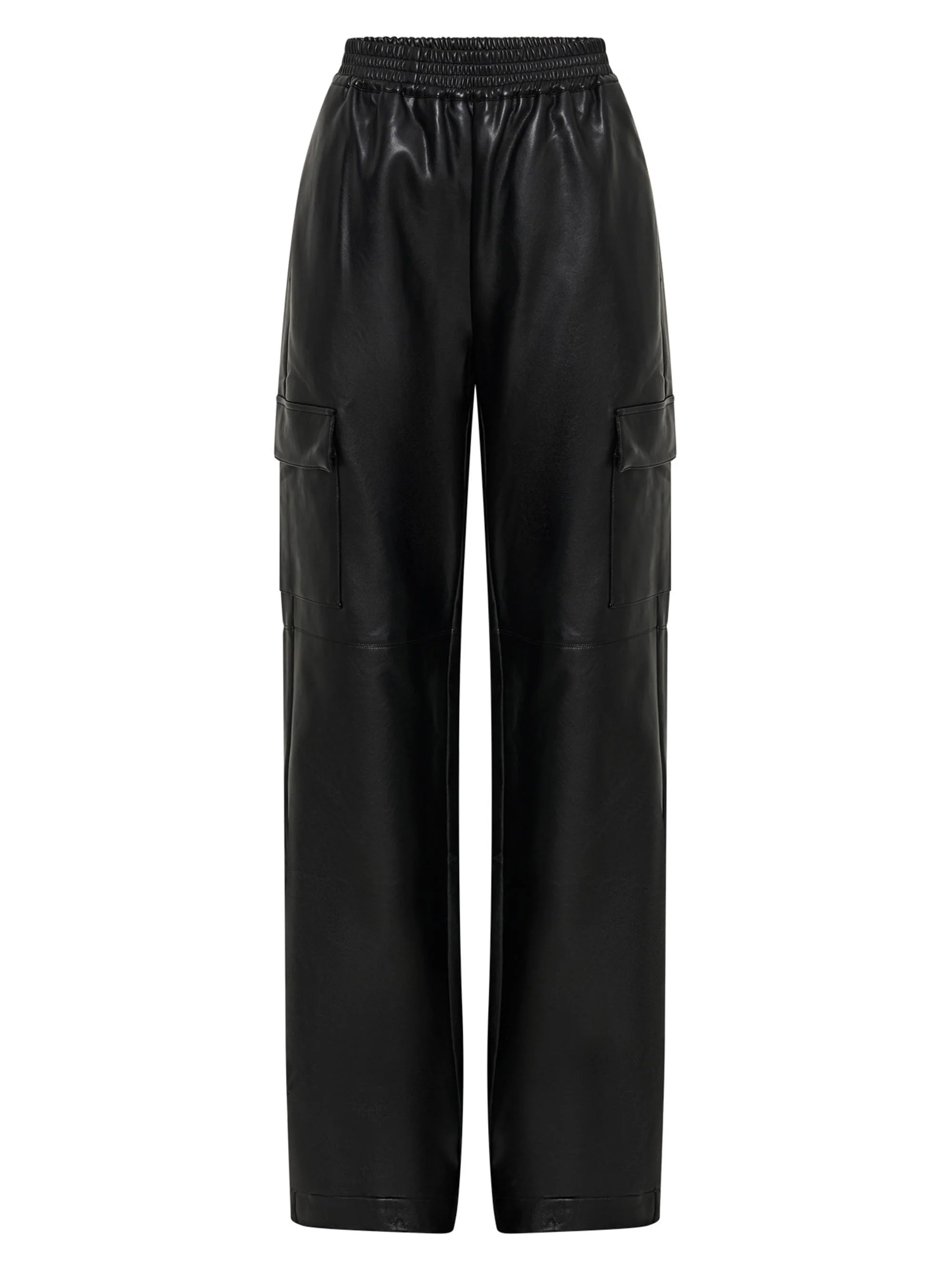 Women's Edwina Faux Leather Cargo Pants - Black - 1