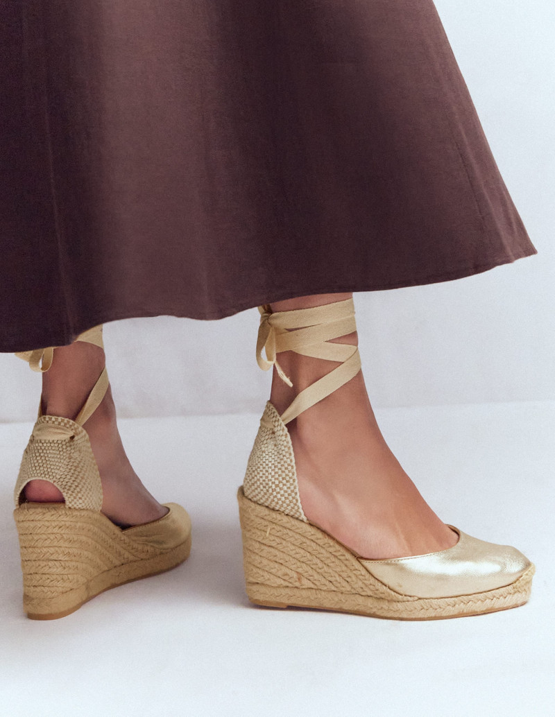 BODEN Cassie high wedge espadrille-Gold outlook