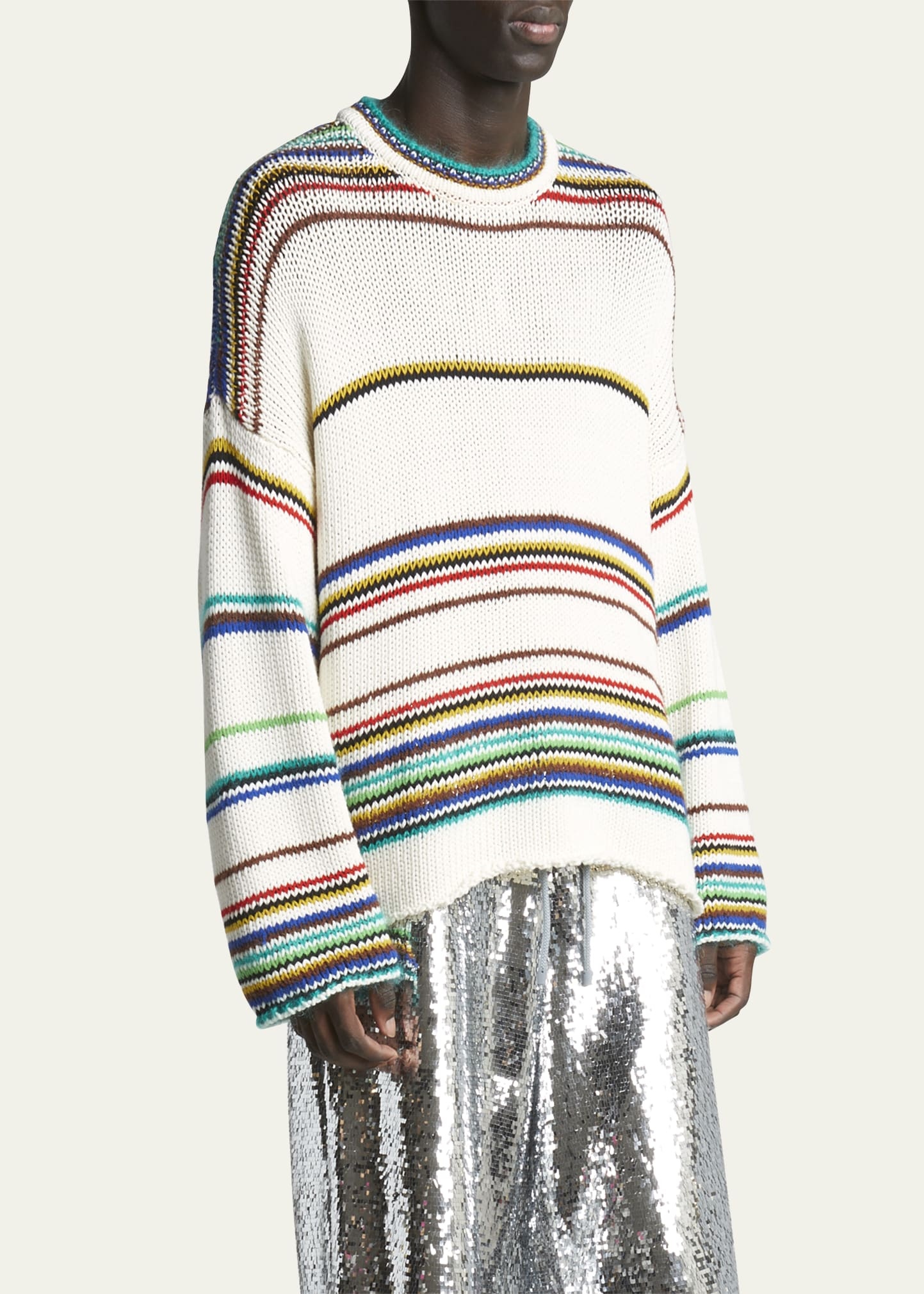Men's Loose-Knit Multi-Striped Sweater - 4