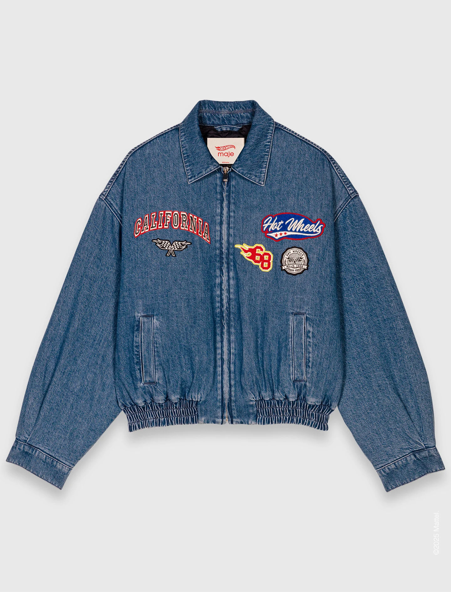 Oversized embroidered denim jacket - 1
