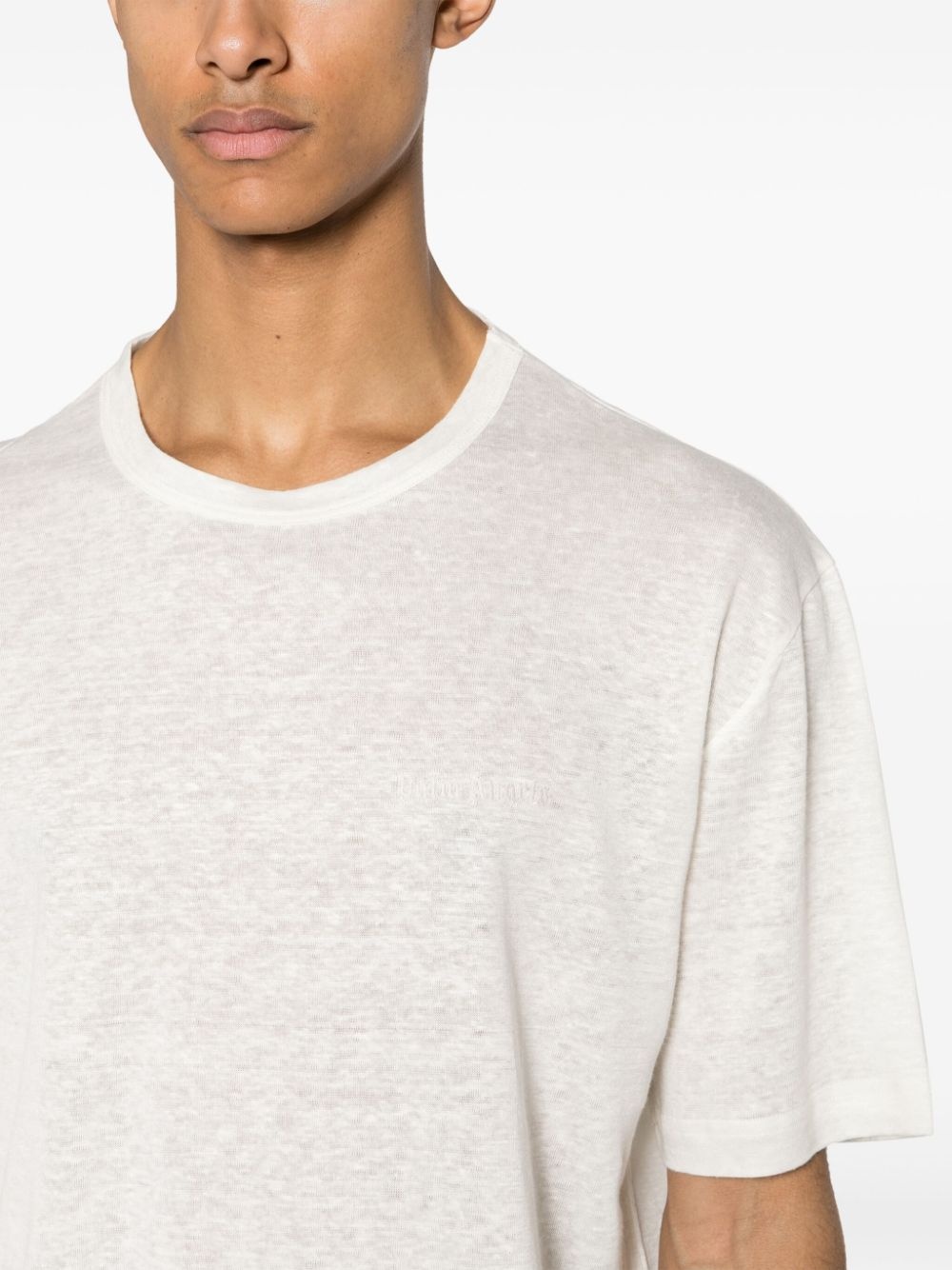 semi-sheer linen T-shirt - 5