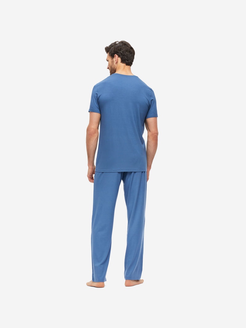 Men's V-Neck T-Shirt Basel 13 Micro Modal Stretch Blue - 3