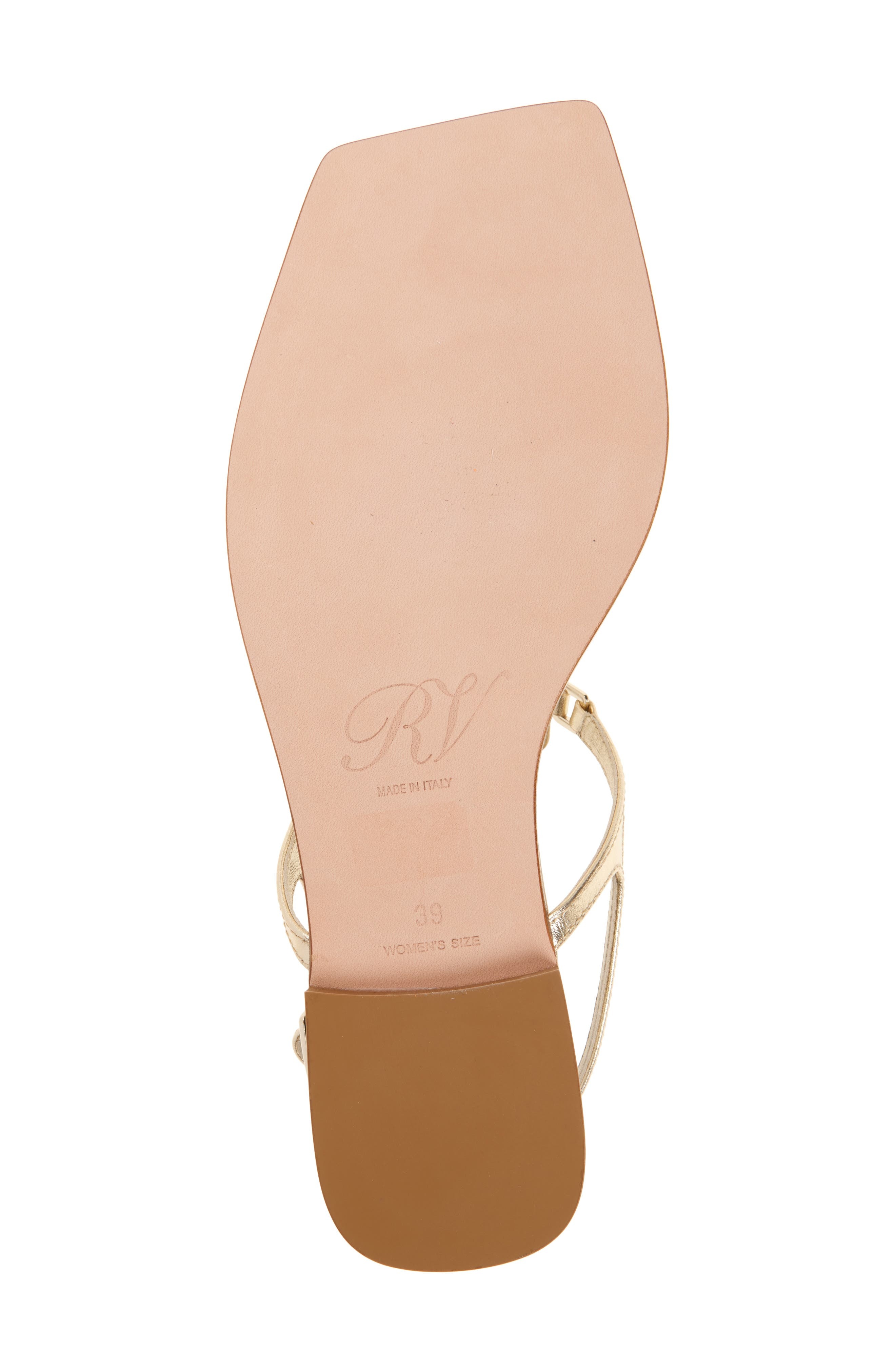 Roger Vivier Viv by the Sea Metallic T-Strap Sandal in Oro Chiaro at Nordstrom - 6