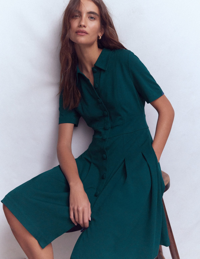 Bridget Ponte Short Dress-Midnight Teal 3