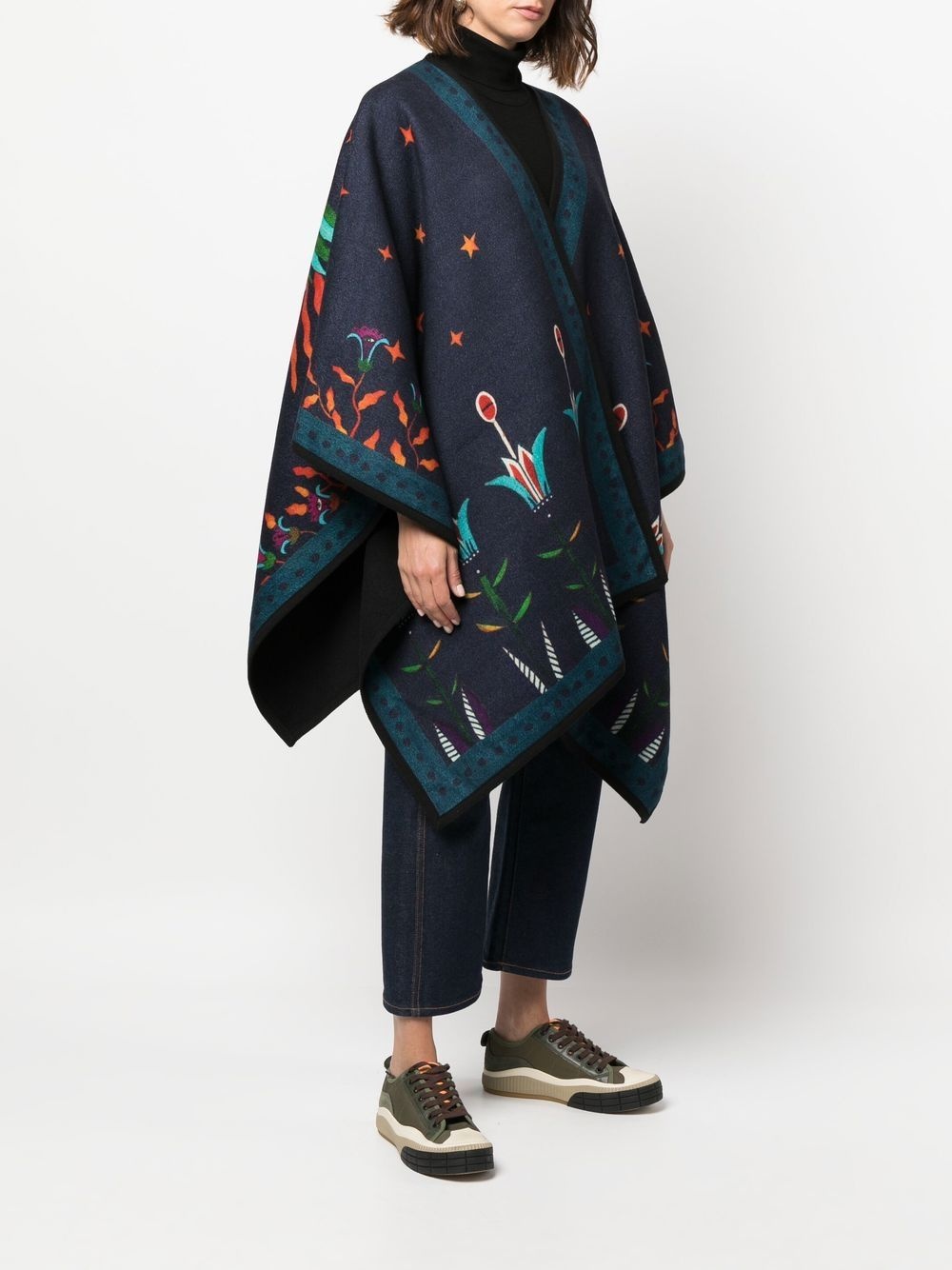 graphic-print poncho - 3