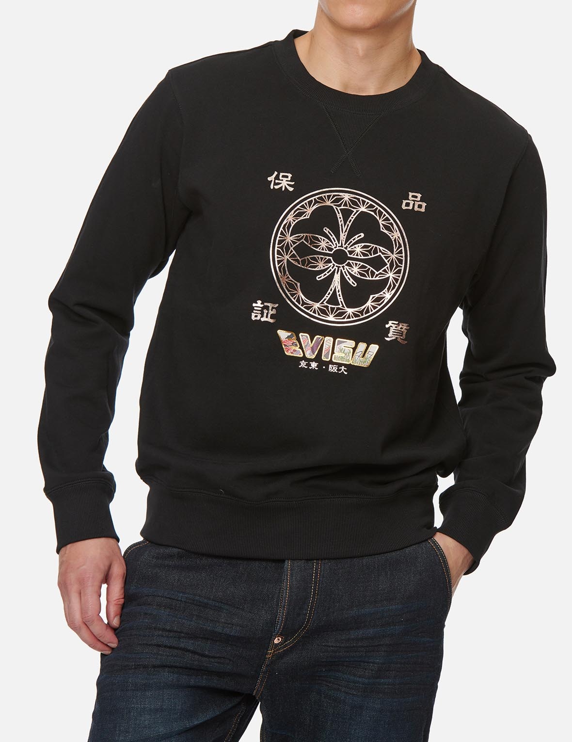 KAMON FOIL-PRINT AND SCROLL DAICOCK APPLIQUÉ SWEATSHIRT - 3