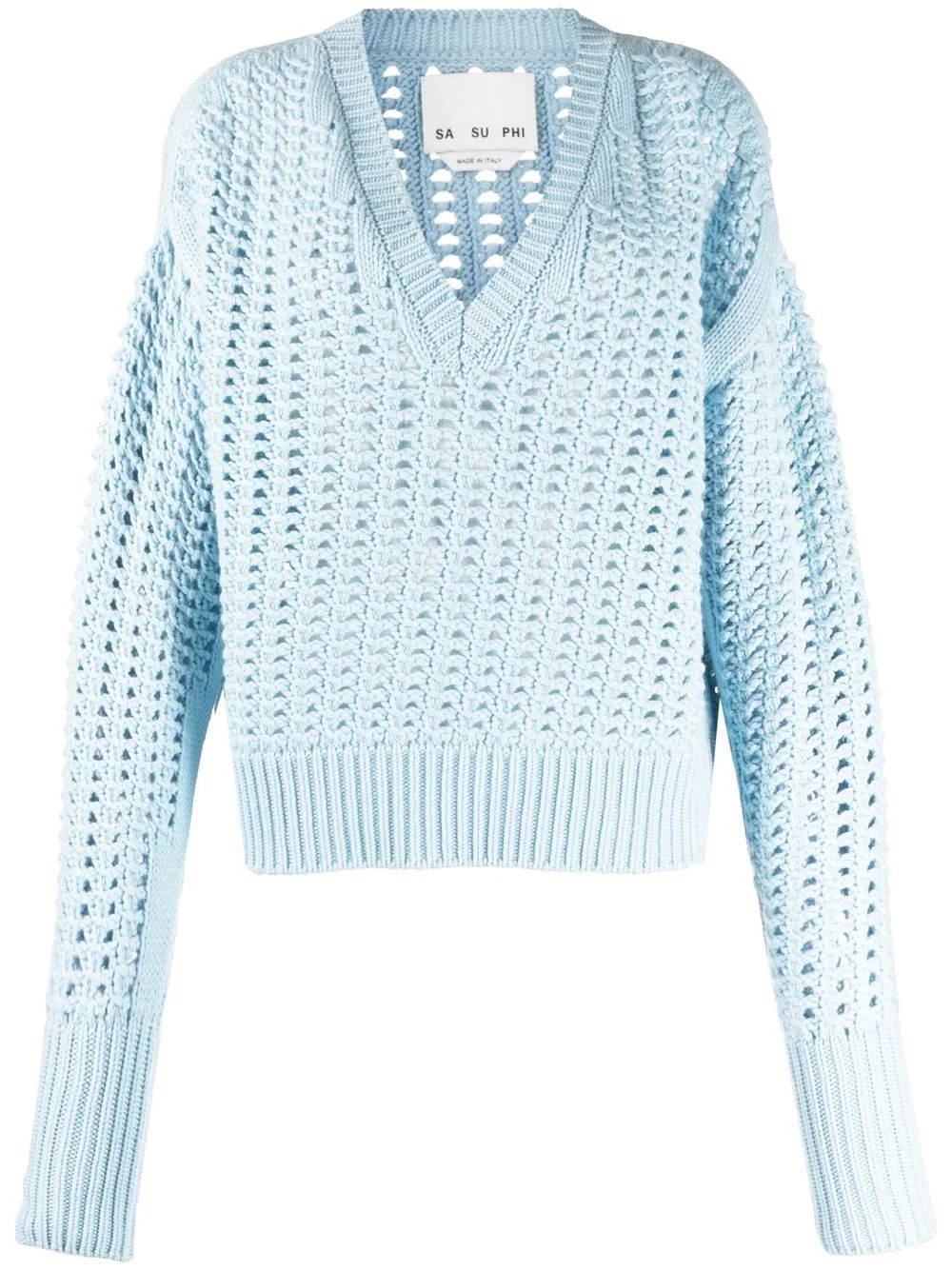 V-neck open-knit jumper - 1