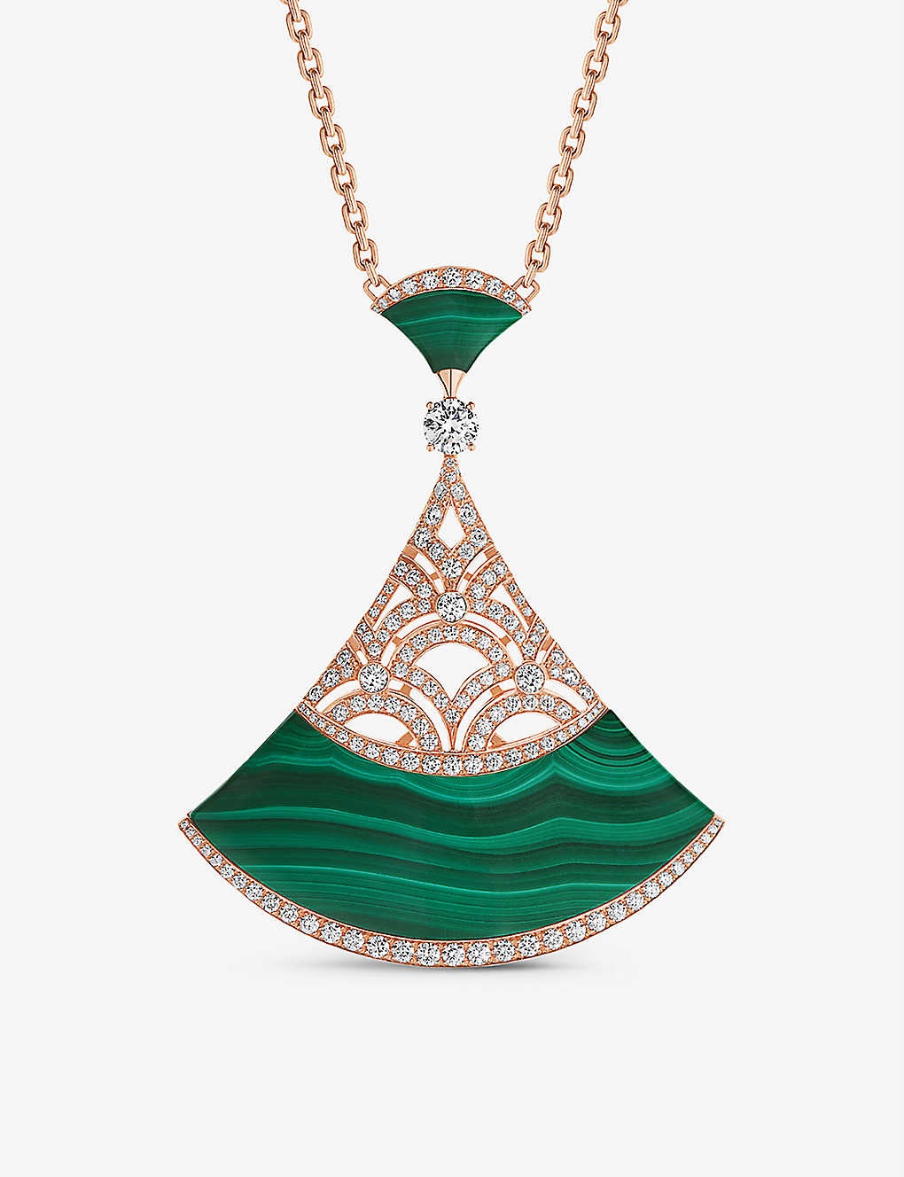 Diva's Dream 18ct rose-gold, 3.88ct brilliant-cut diamond, and malachite necklace - 1