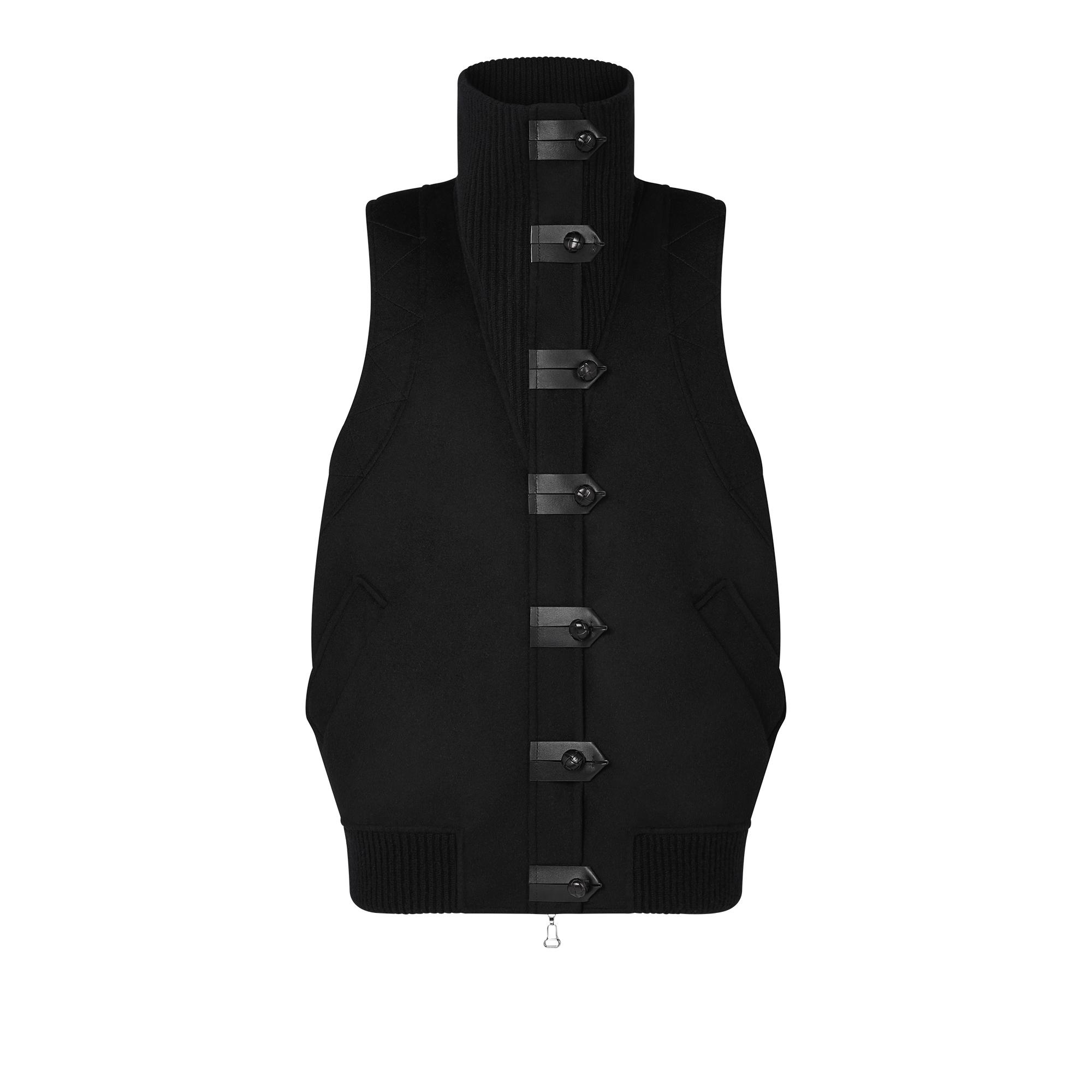 High Neck Sleeveless Double Face Jacket - 1