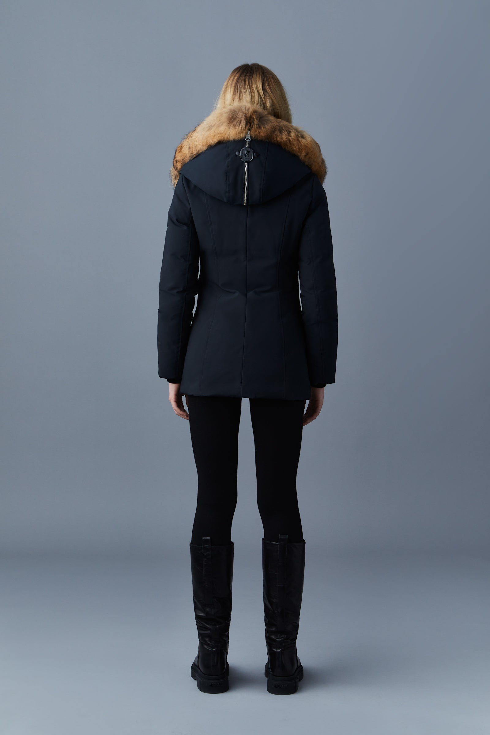 MACKAGE AKIVA down coat with Toscana fur trimmed hood REVERSIBLE