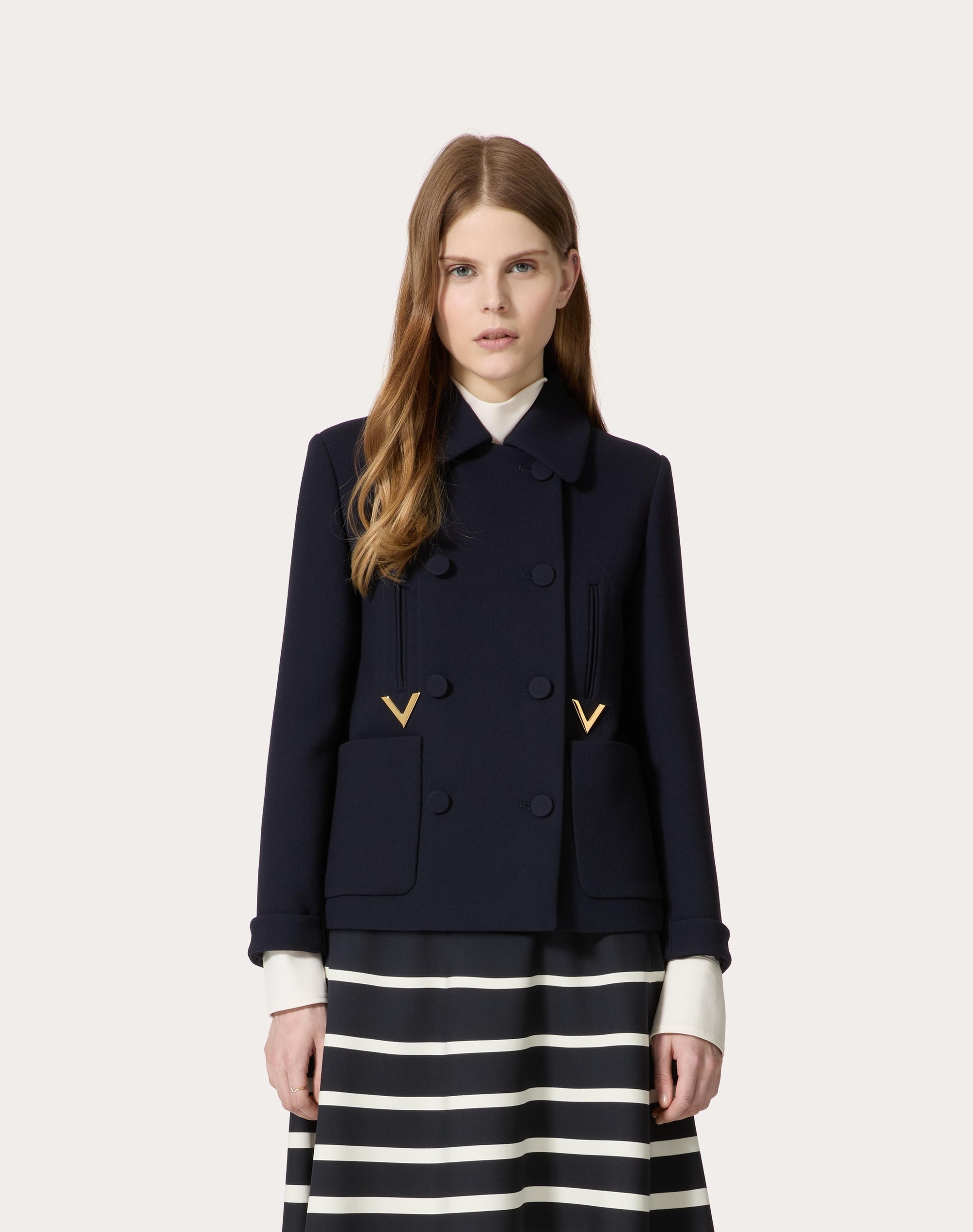 TEXTURE DOUBLE CREPE PEACOAT - 3