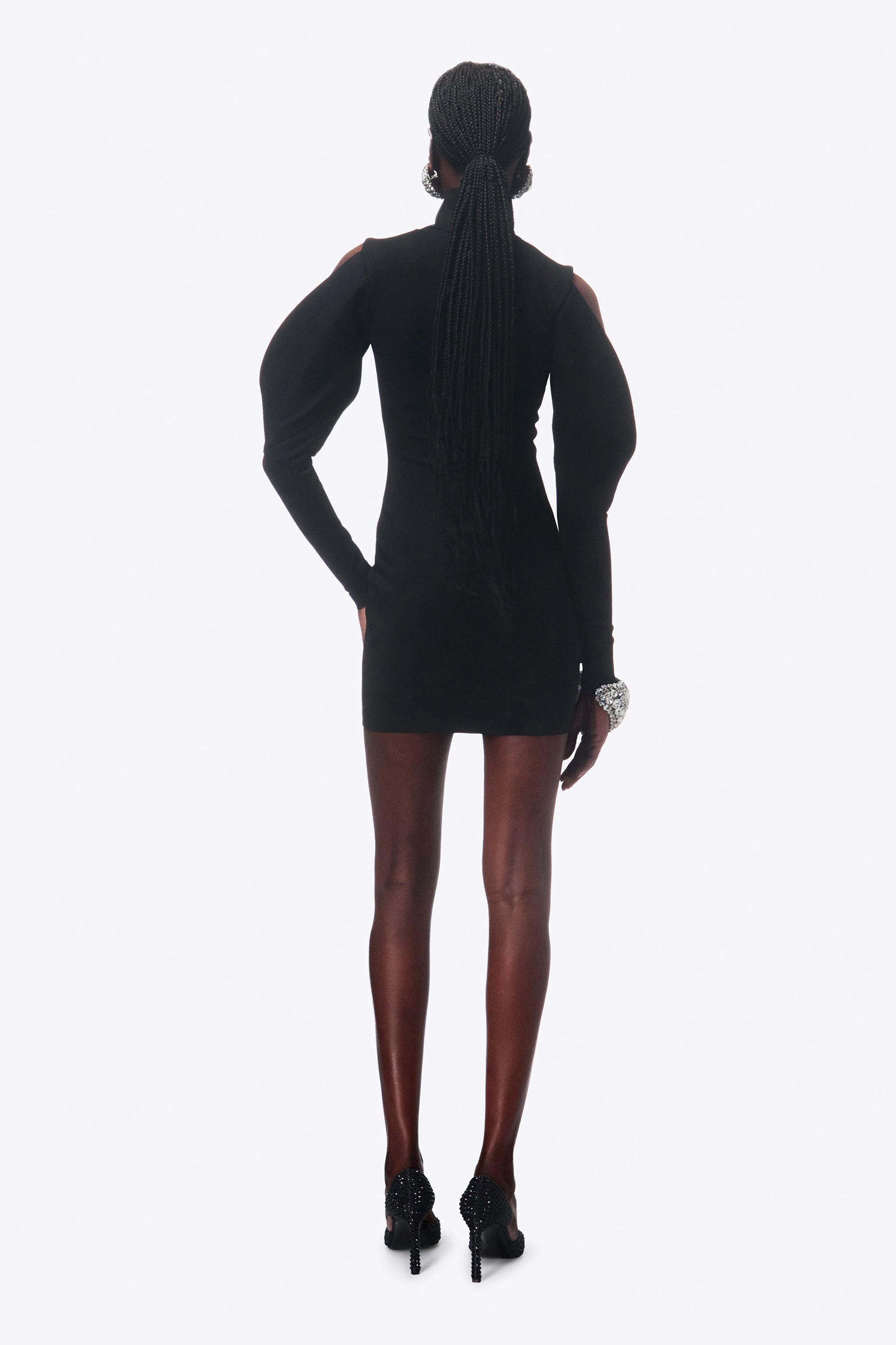 CRYSTAL EMBELLISHED COLD-SHOULDER DRESS - 5