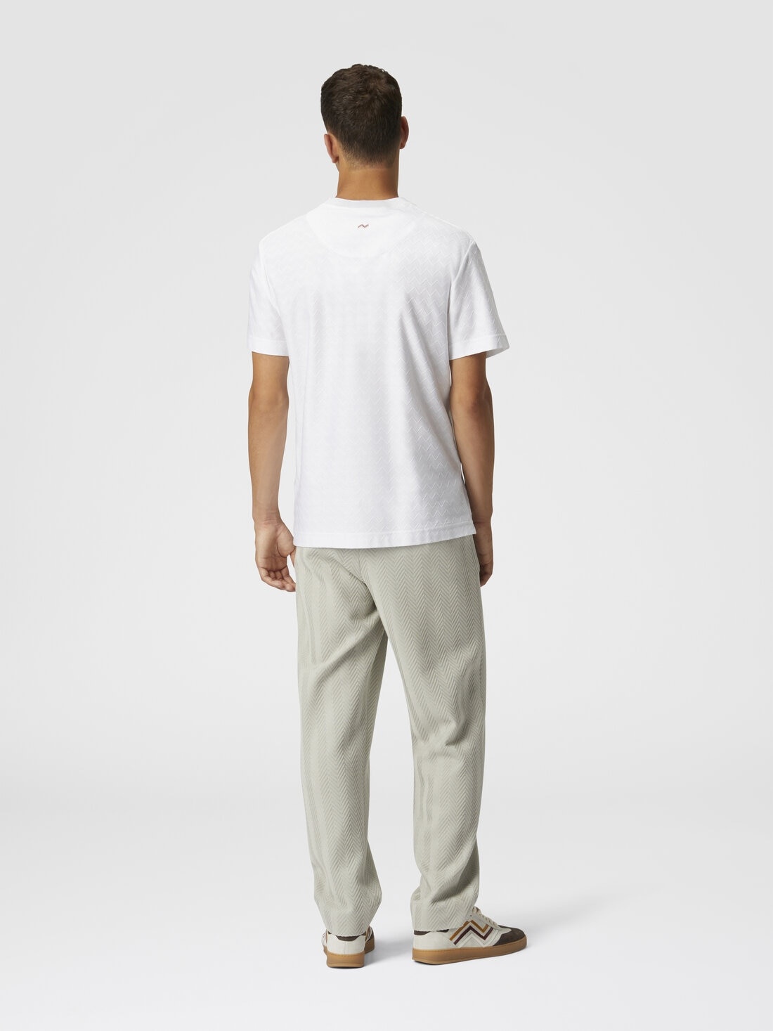 Tone-on-tone zig zag cotton jersey crewneck T-shirt - 3