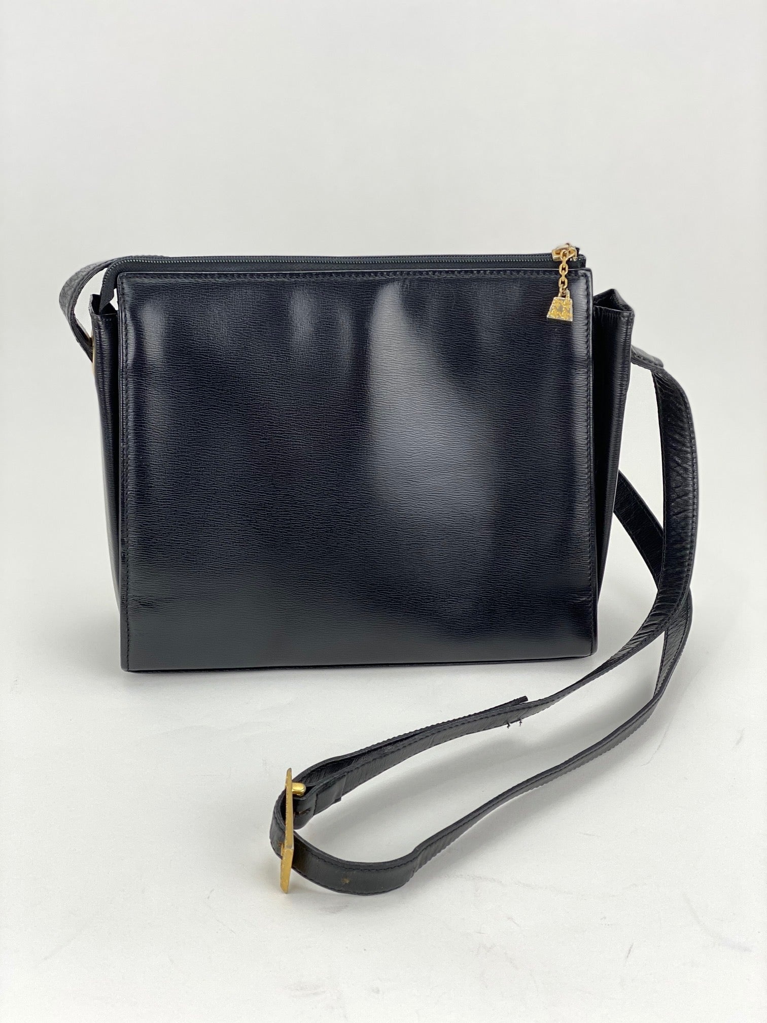 CHRISTIAN DIOR Black  Leather Adjustable Shoulder Bag Authentic Pre owned - 2